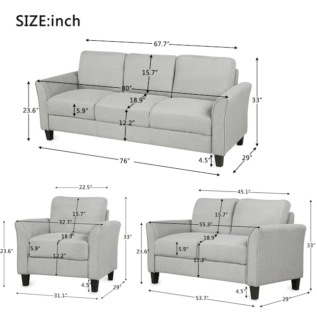 Casainc Living Room Set Furniture, Living Room Sofa Length