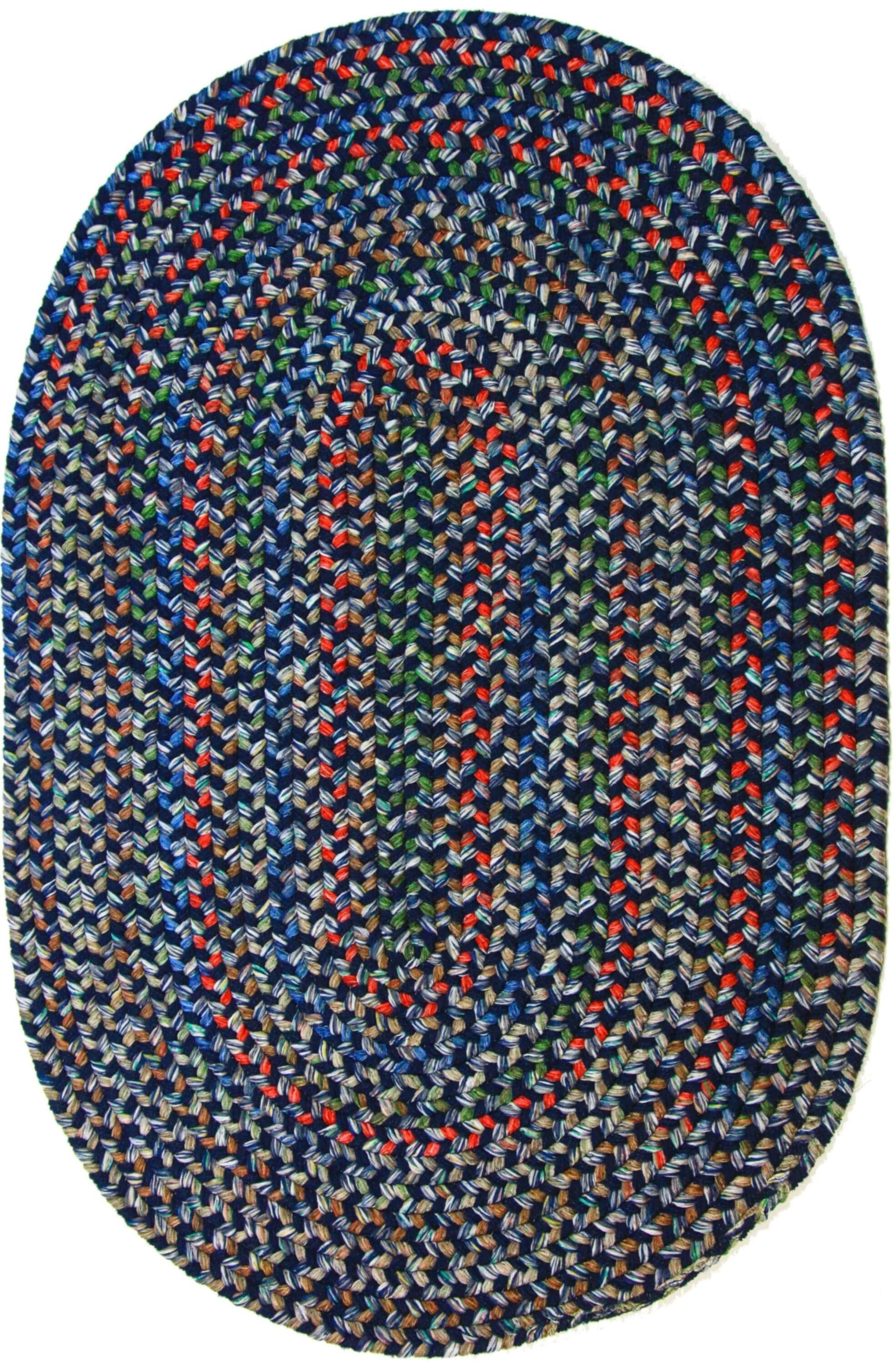 Rhody Rug KA13R036X060 3 x 5 (ft) Braided Polypropylene Navy Oval Indoor/Outdoor Geometric Area rug