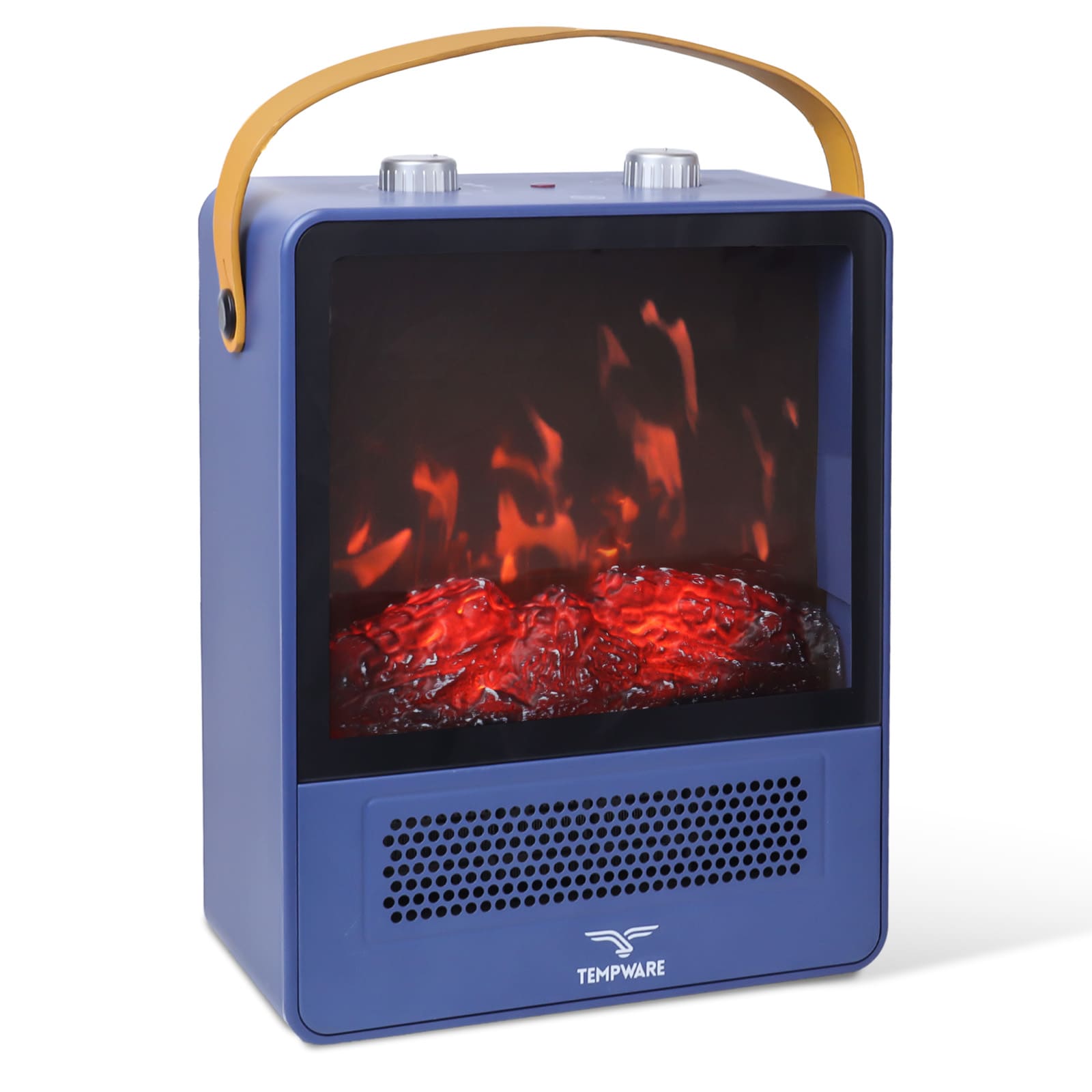 TEMPWARE TWFP10BL 15-Inches W Blue Free standing Fan-forced Corner Electric Fireplace