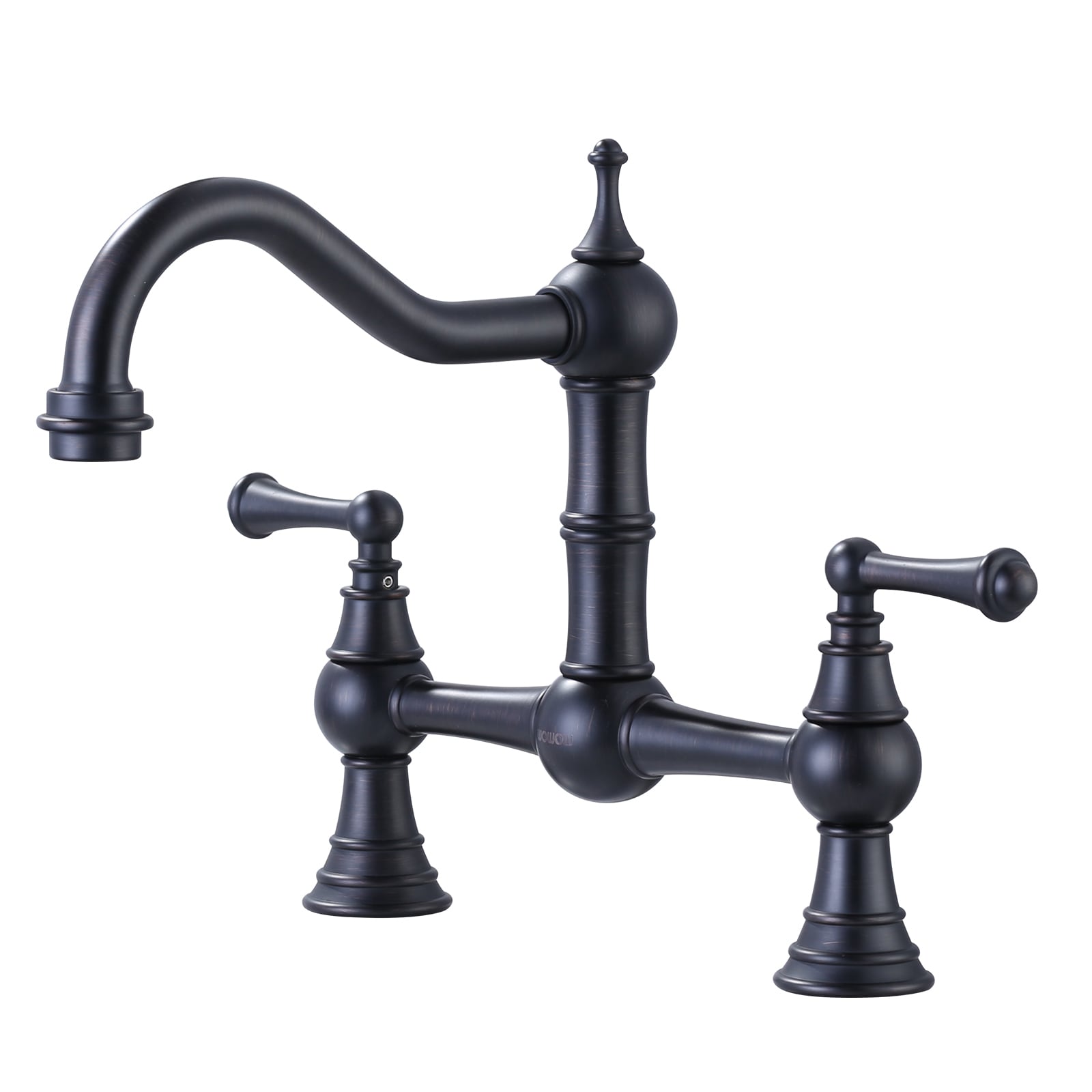 WOWOW 2311501RB-LW bridge faucet oil rubbed bronze Double Handle Deck-mount Bridge Kitchen Faucet