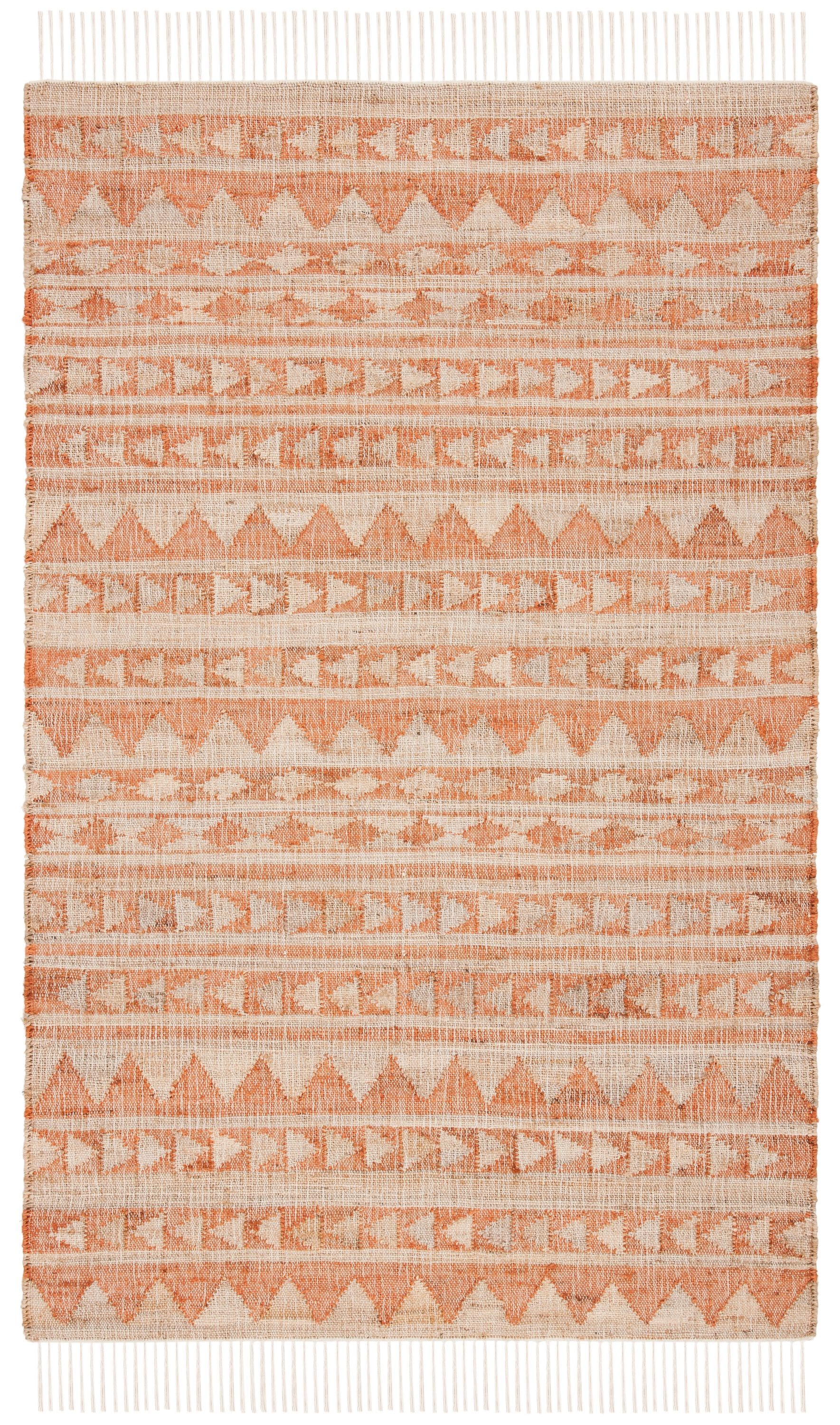 Handmade Red and Beige Wool Cotton Flat Woven Area Rug 8' x 10'