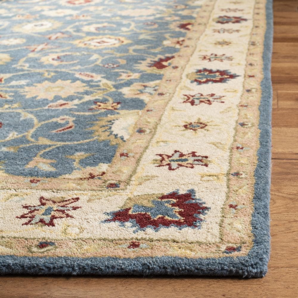 Antiquity Blue and Beige Hand Tufted Wool Area Rug