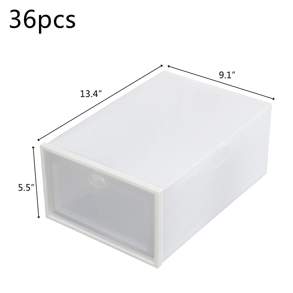 Tatahance 6-Pair Stackable Clear Plastic Foldable Shoe Boxes in White