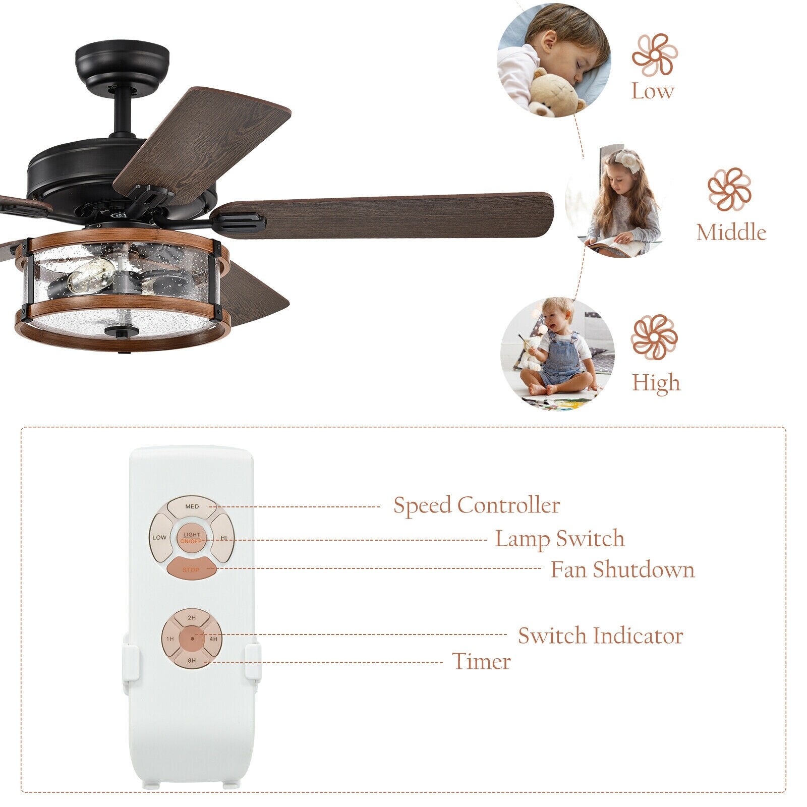 Forclover WYL2-C5265BK Ceiling-Fans - View #2