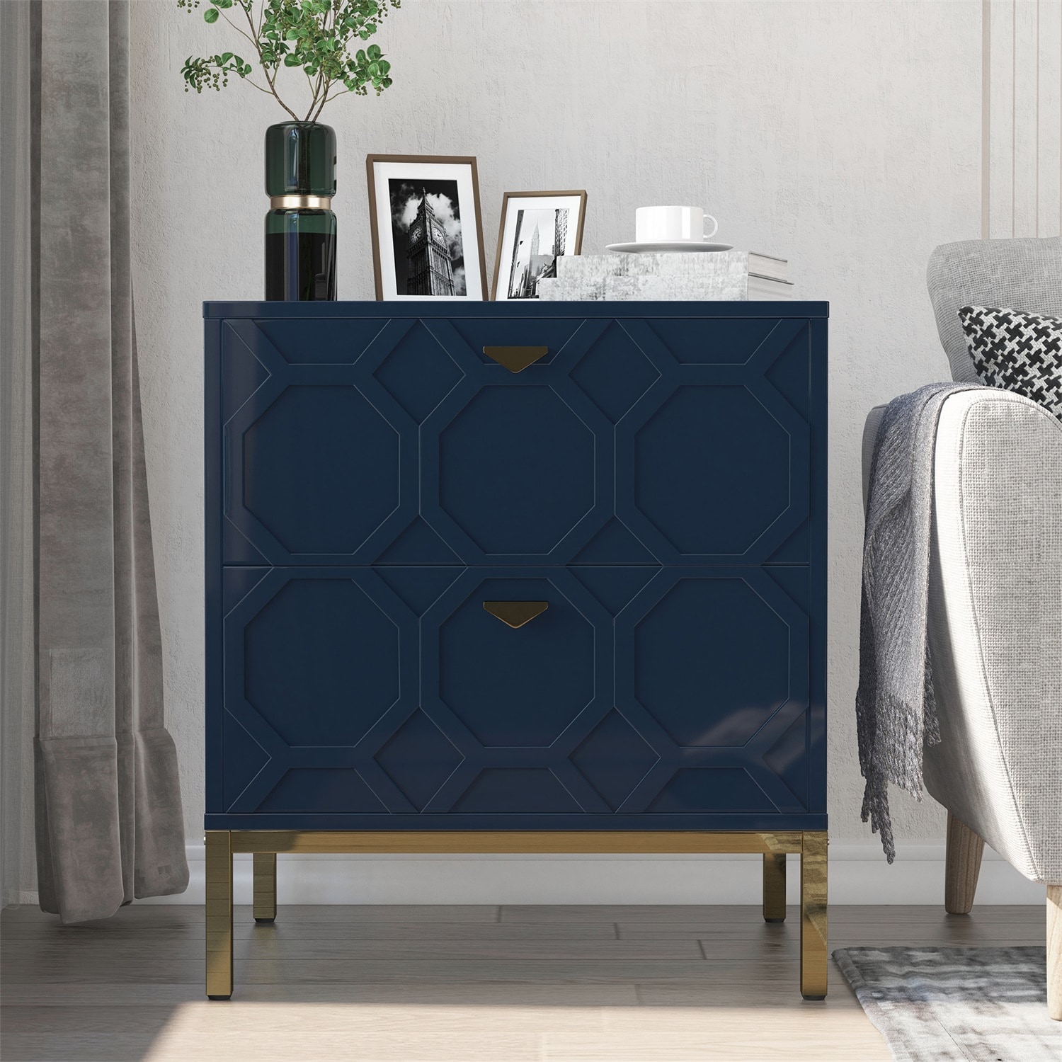 Mondawe MO-JH-009013-BL Blue Nightstand