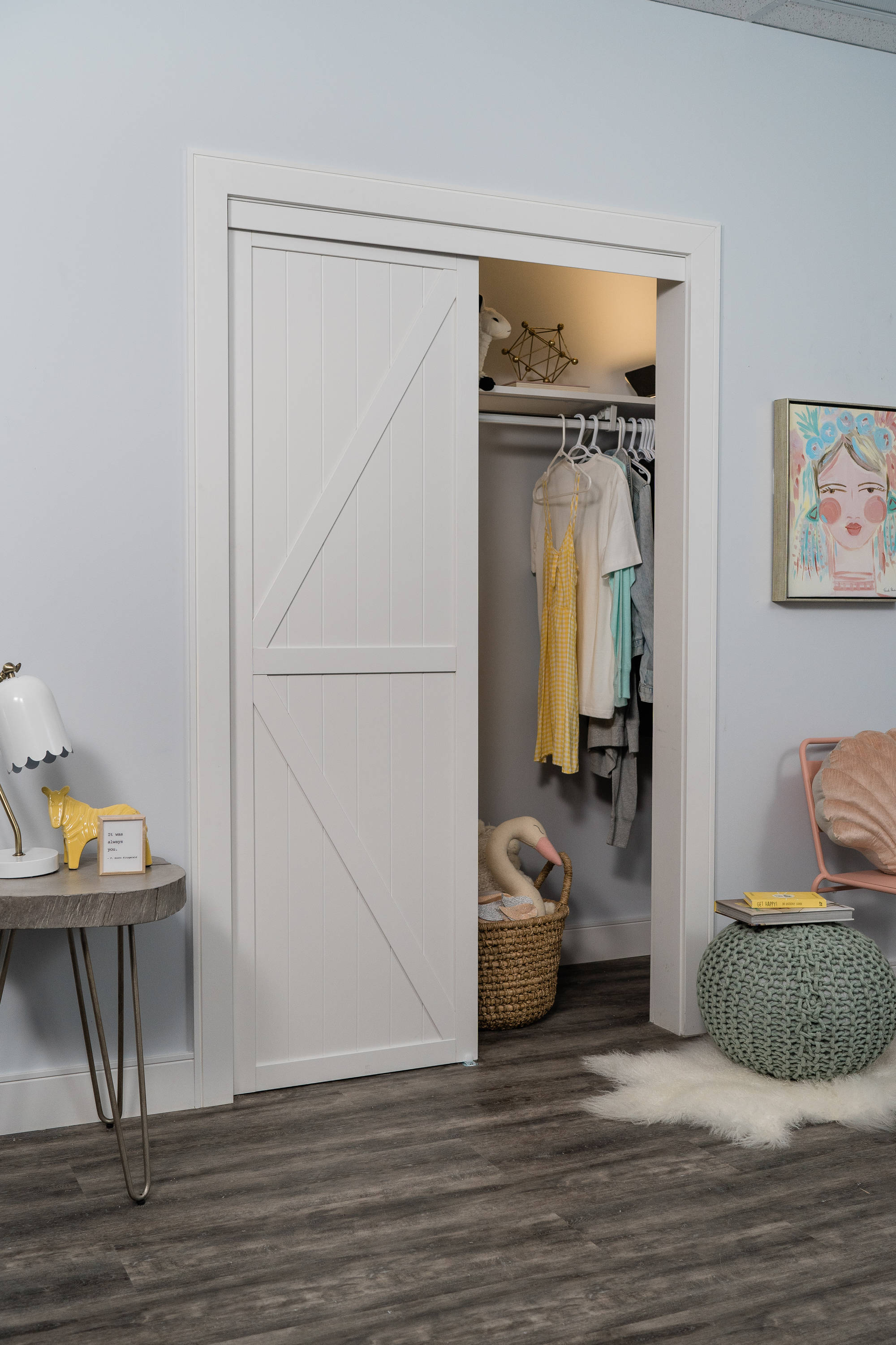 RELIABILT Trident 48-in x 80-in White K-frame Prefinished Mdf Closet Sliding Door (Hardware Included)