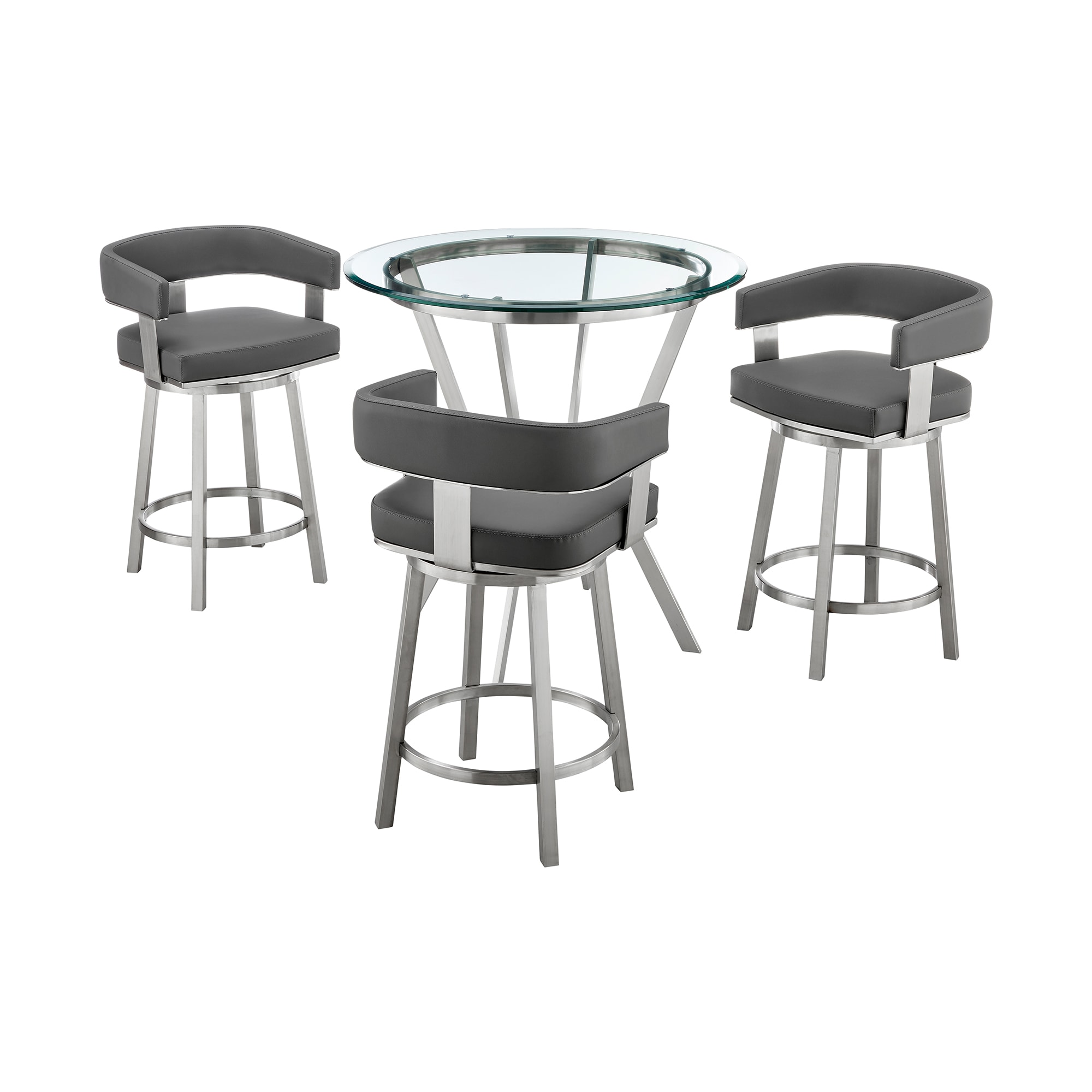 Armen Living SETNMLRGRBS4 Black Contemporary/Modern Dining Room Set with Round Table ( Seats 3 )
