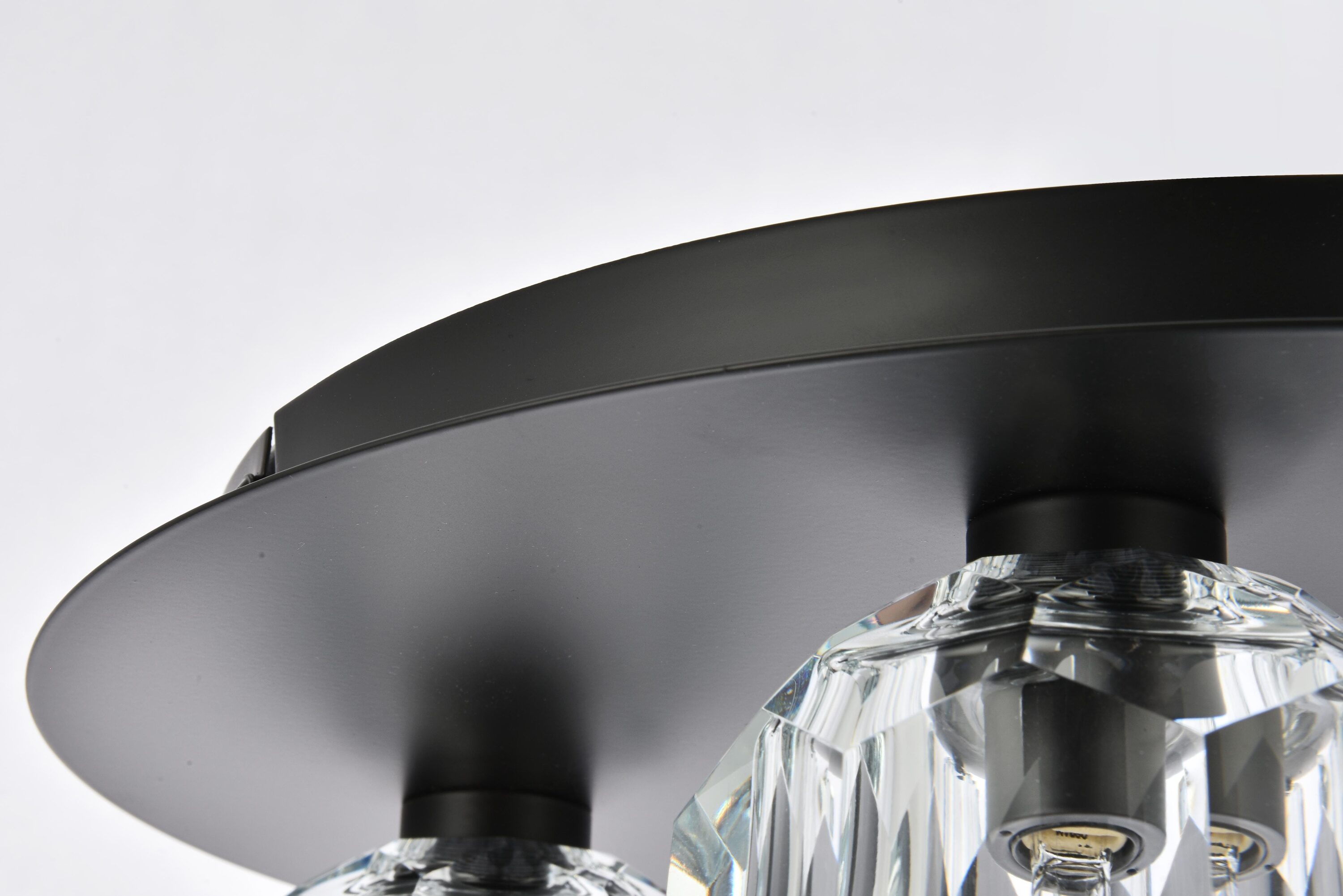 Modern Black Iron Ceiling Lamp with Clear Crystal Shades