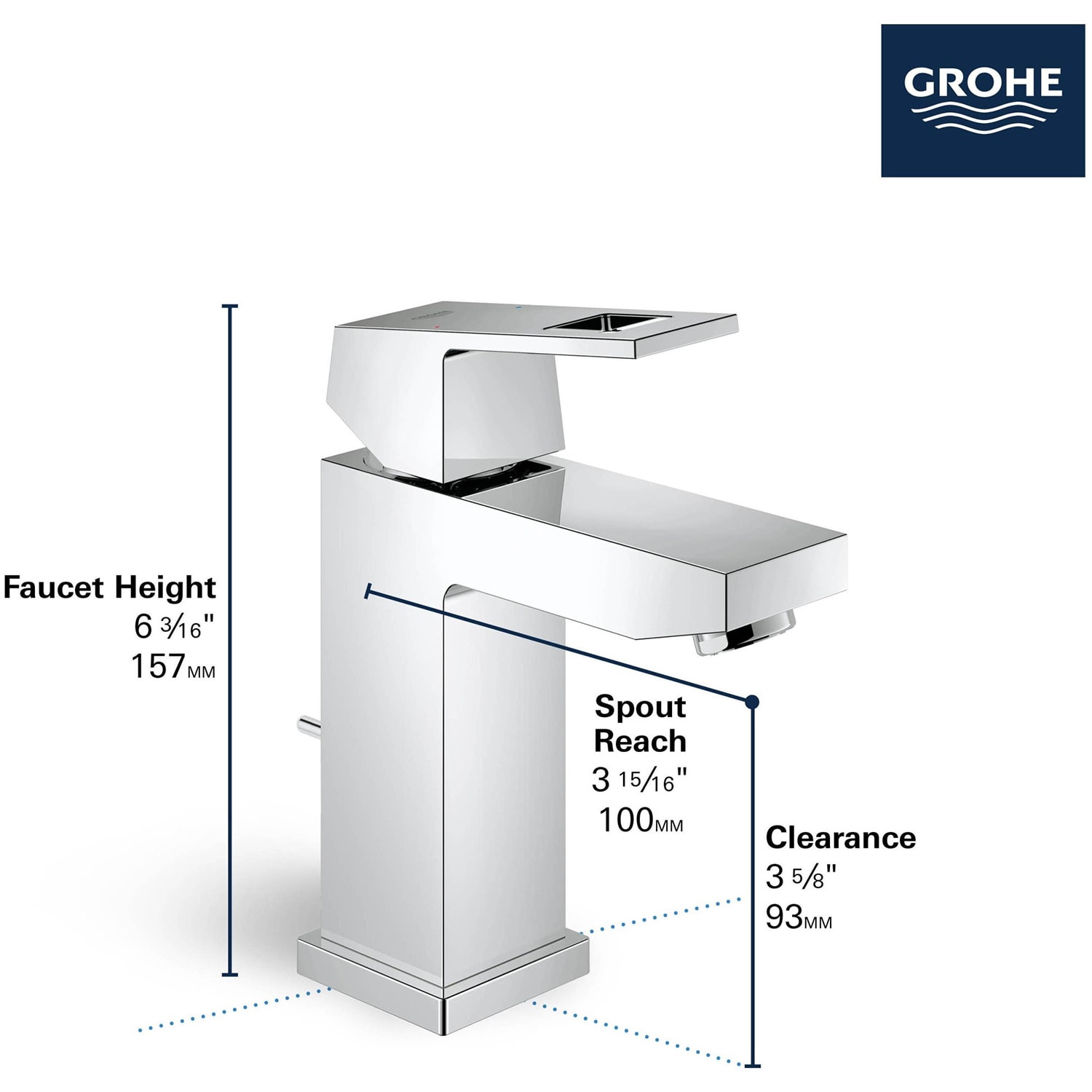 Chrome Brass Single Hole Bathroom Faucet with Drain Assembly