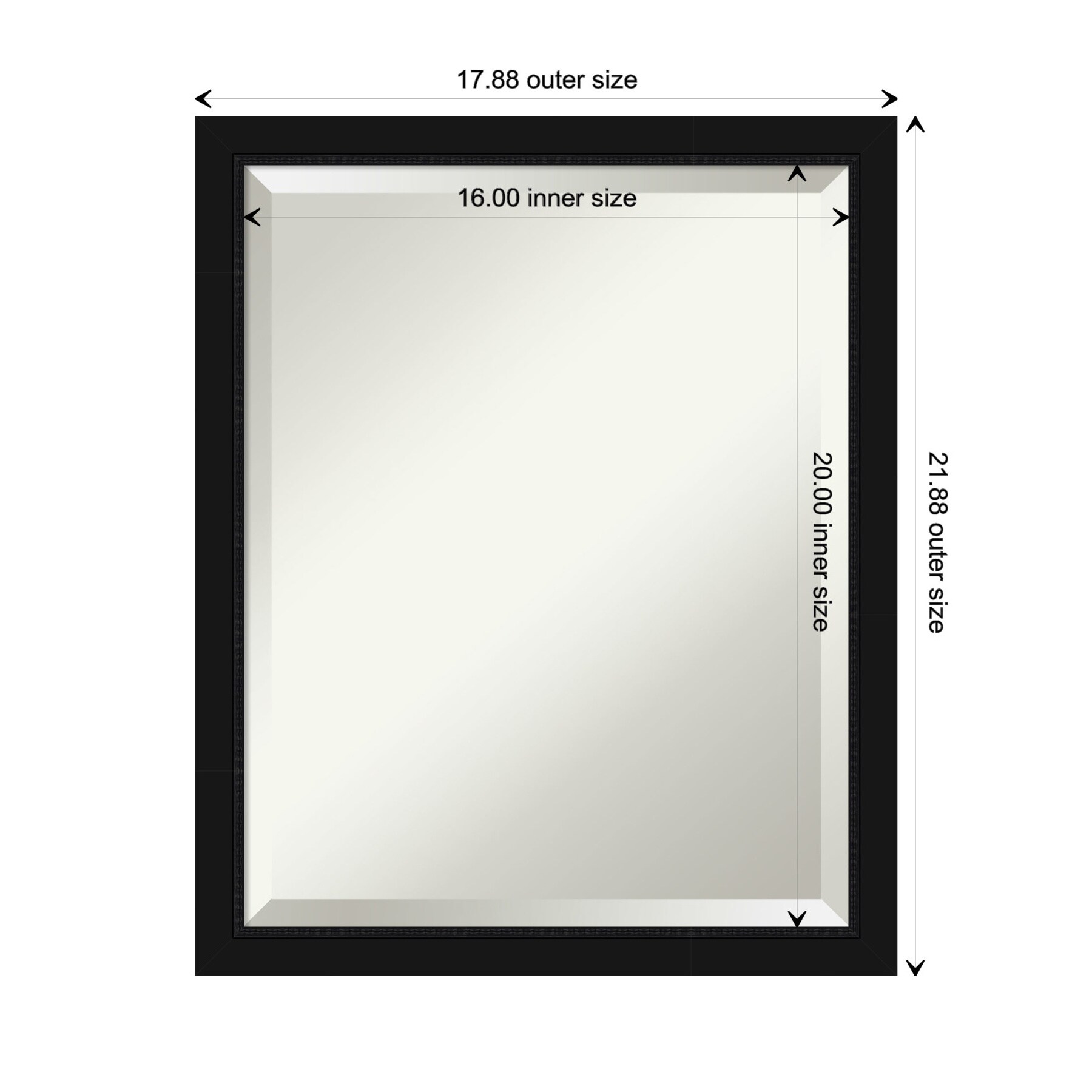 Avon Black Satin Framed Rectangular Wall Mirror 18 x 22