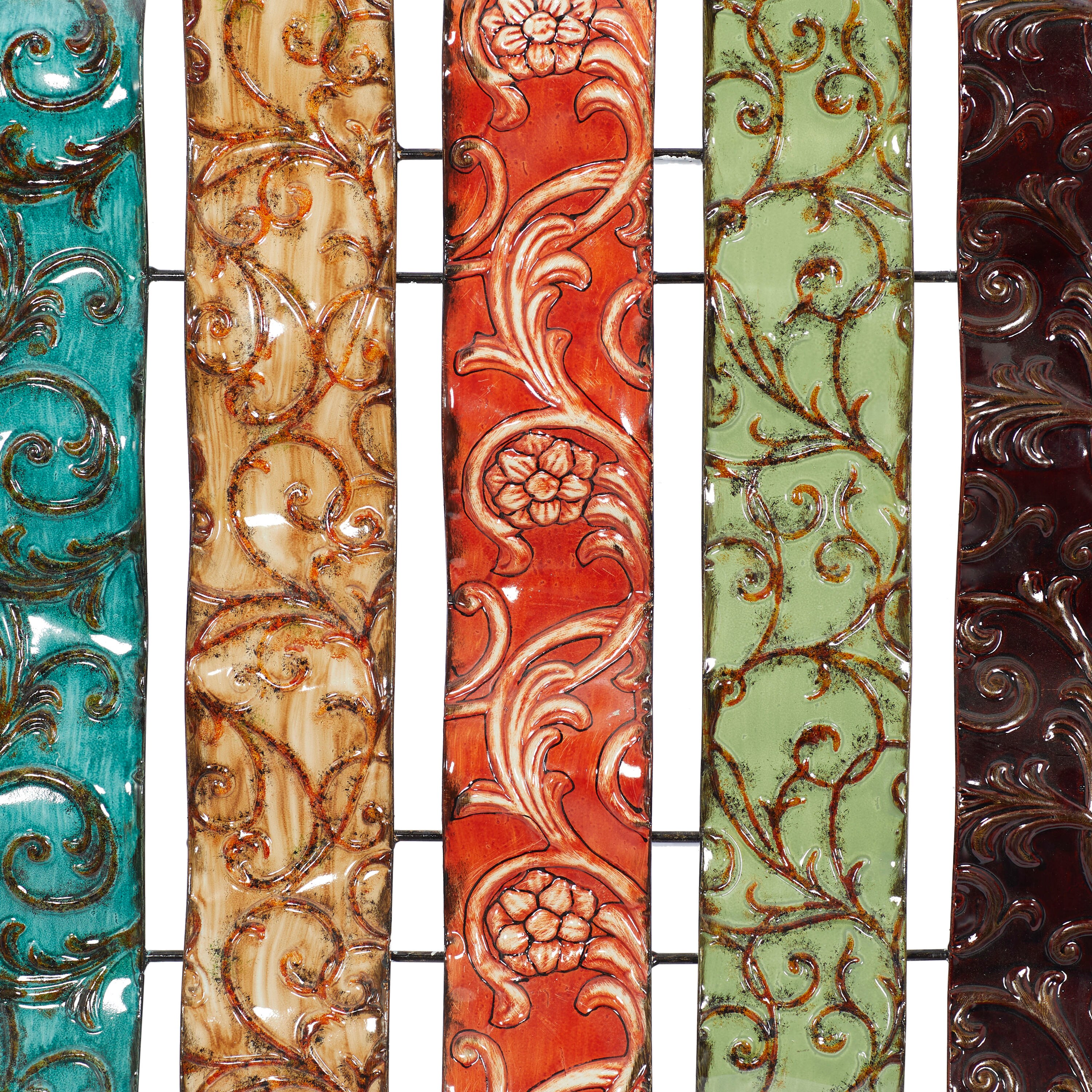 Multicolor Embossed Metal Wavy Panel Wall Sculpture
