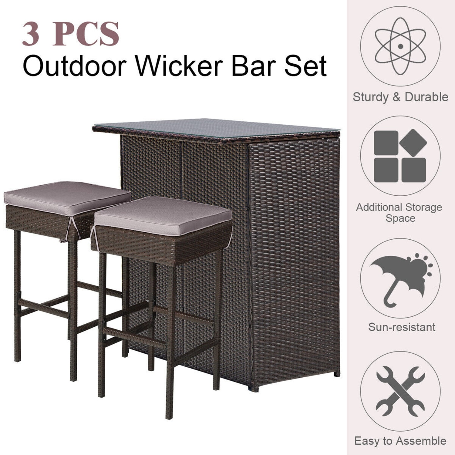 Forclover HYFC-8745WHGR Patio-Bars - View #7