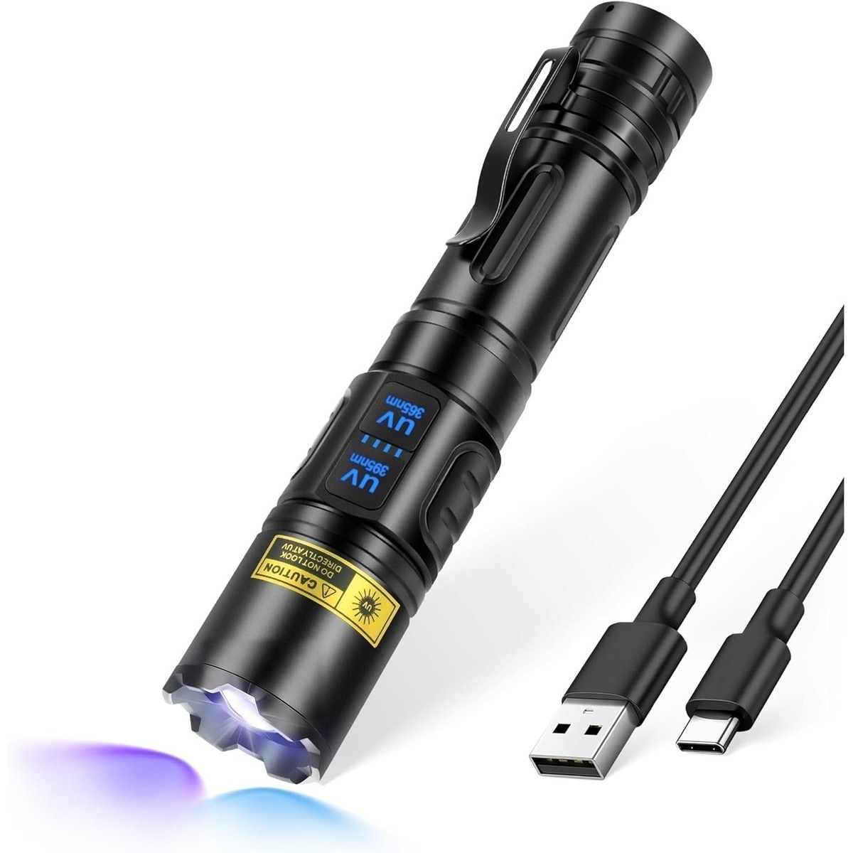 LIUSXAQI  2-in-1 UV Flashlight 365nm and 395nm Dual Black Light Rechargeable LED Ultraviolet for Pet Urine Ringworm Stains Resin Curing Rockhounding 6.3 Inch