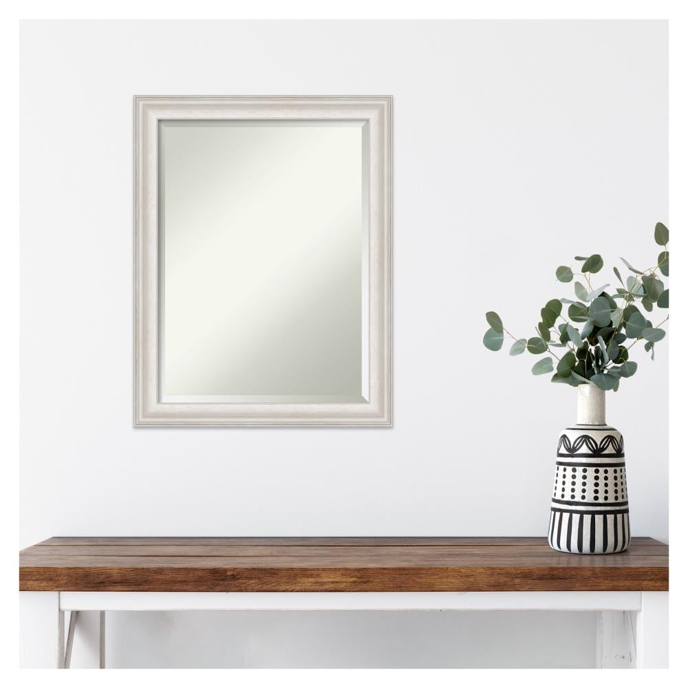 Rectangular Silver Framed Wall Mirror with Whitewash Accents