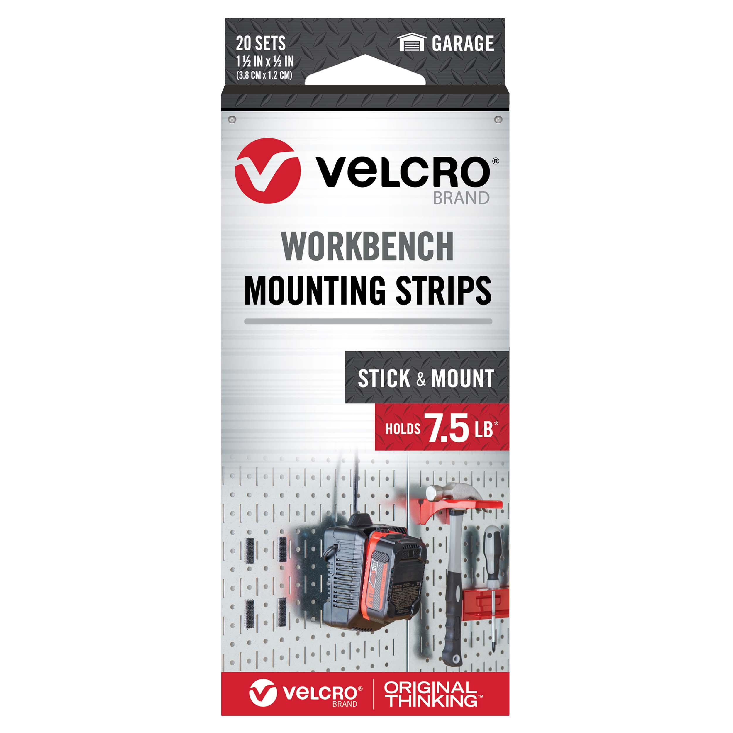 VELCRO Brand Black Workbench Mounting Strips 1/2In X 1/2In Black