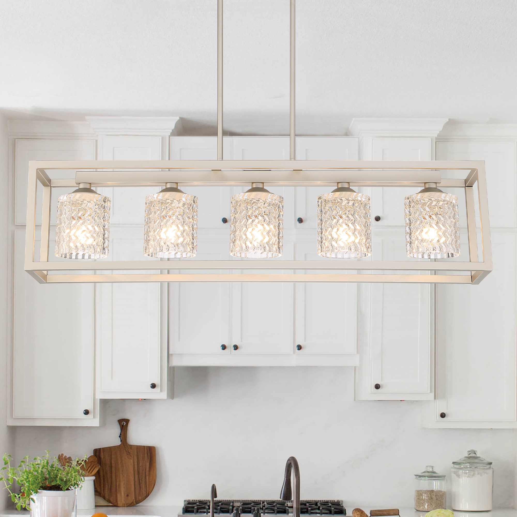 ACROMA 10015AS Elayne 5 -Light Satin Nickel Modern/contemporary For Use in Bedrooms, Dining Rooms, Foyers, Kitchens, Living Rooms Chandelier