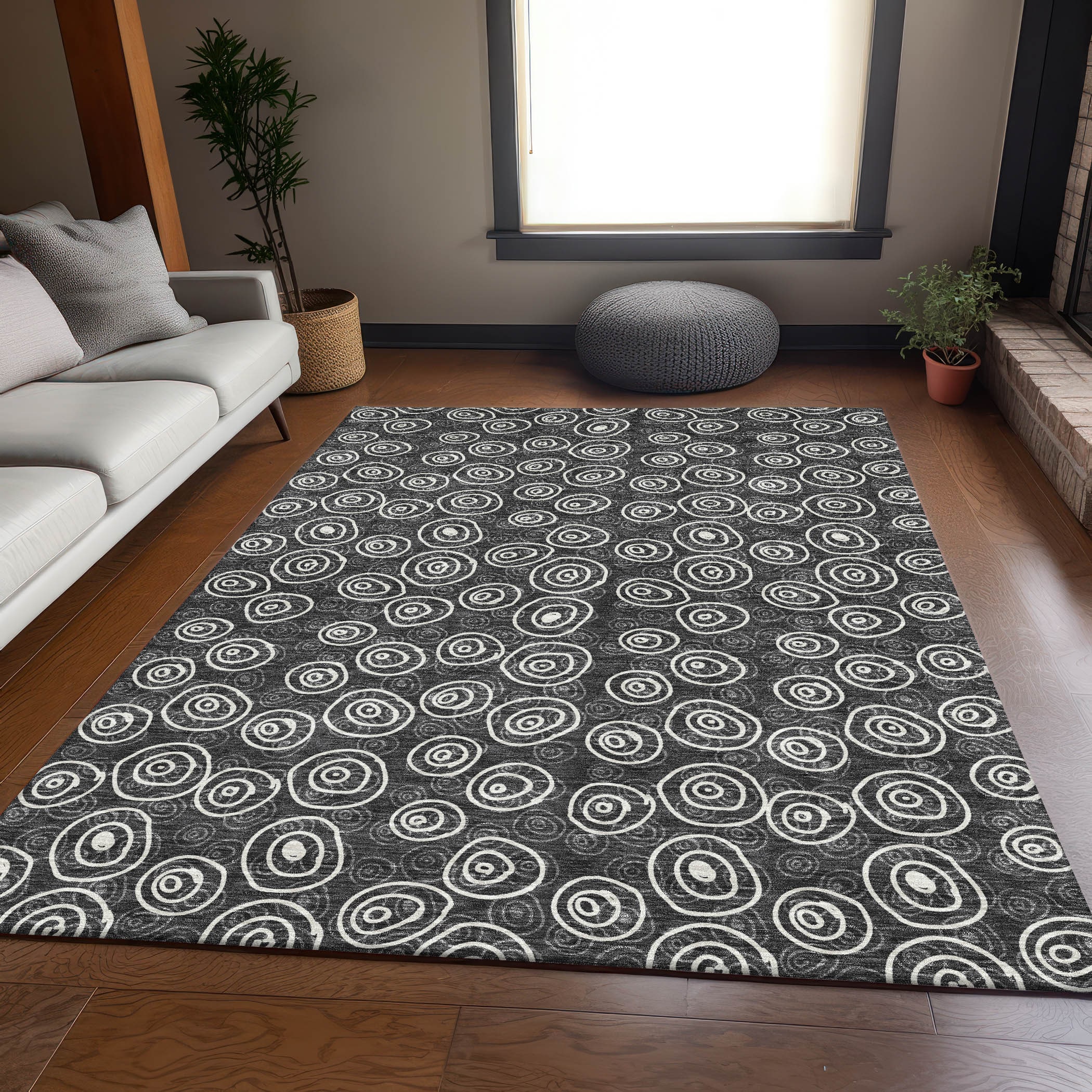 Addison Rugs ACN728BK8X10 Chantille ACN728BK 8 x 10 (ft) Polyester Black Rectangular Indoor/Outdoor Geometric Machine washable Area rug