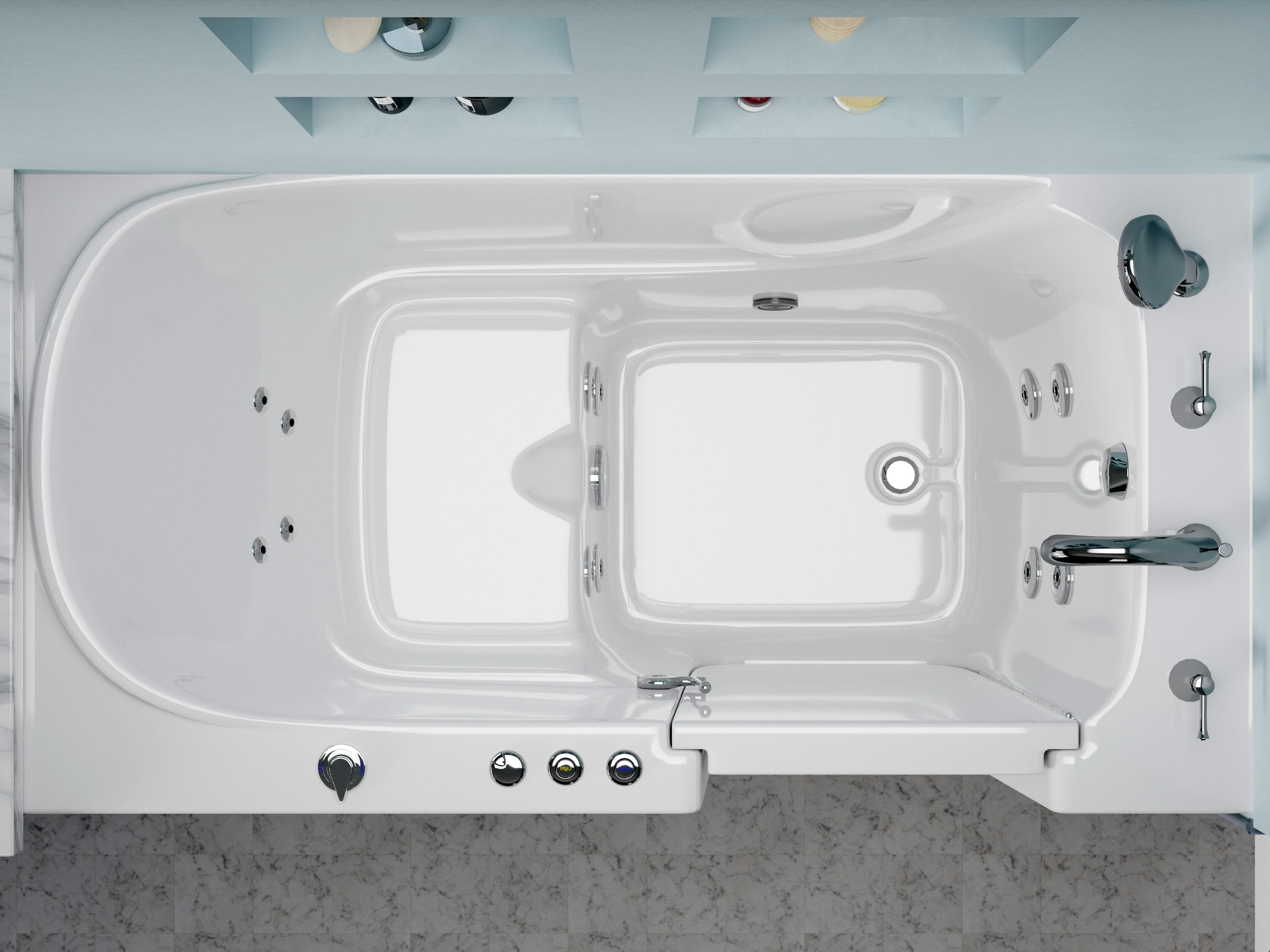 Swcorp 2753FLWL Left Drain Fully Loaded Walk-In Bathtub with Air Jets & Whirlpool Massage Jets Hot Tub, White