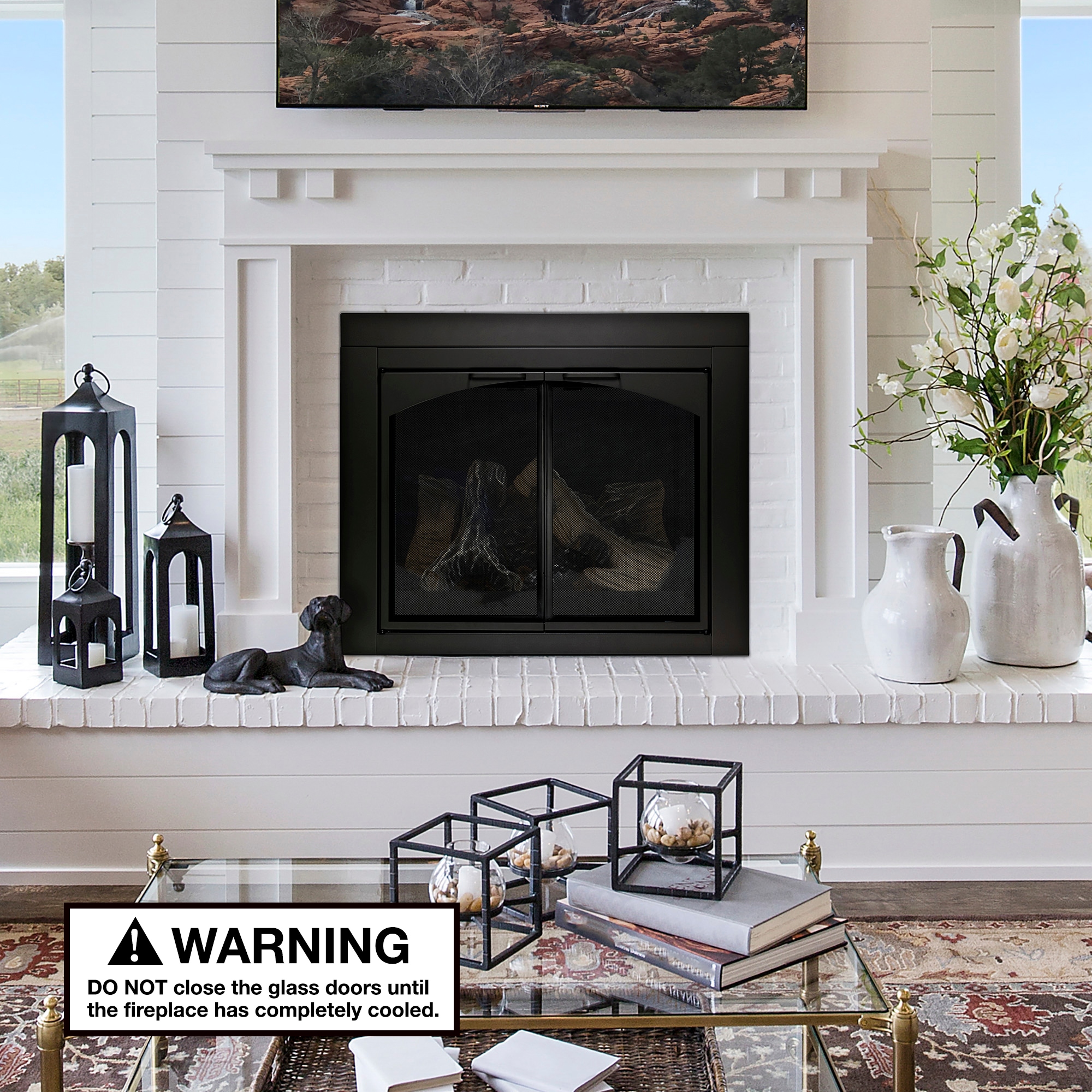 allen + roth FPDM204BLK Glass-Fireplace-Doors - View #3