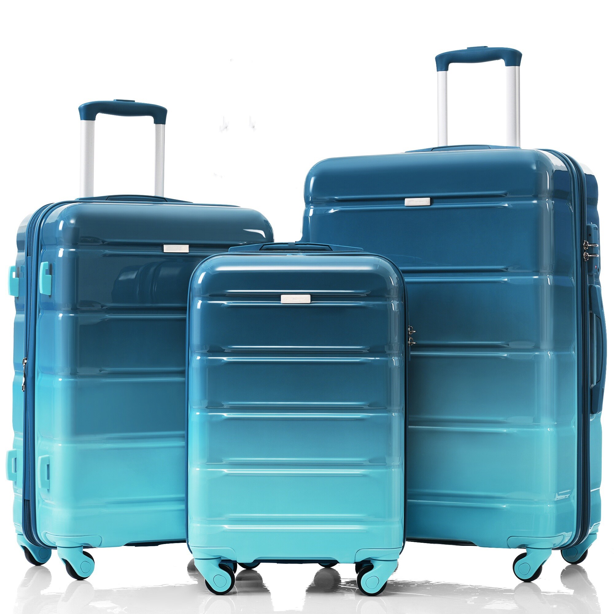 SINOFURN SYD9600012BL 19.2x11.6x28.4 Blue Plastic Hardshell Suitcase set 3 -Bag
