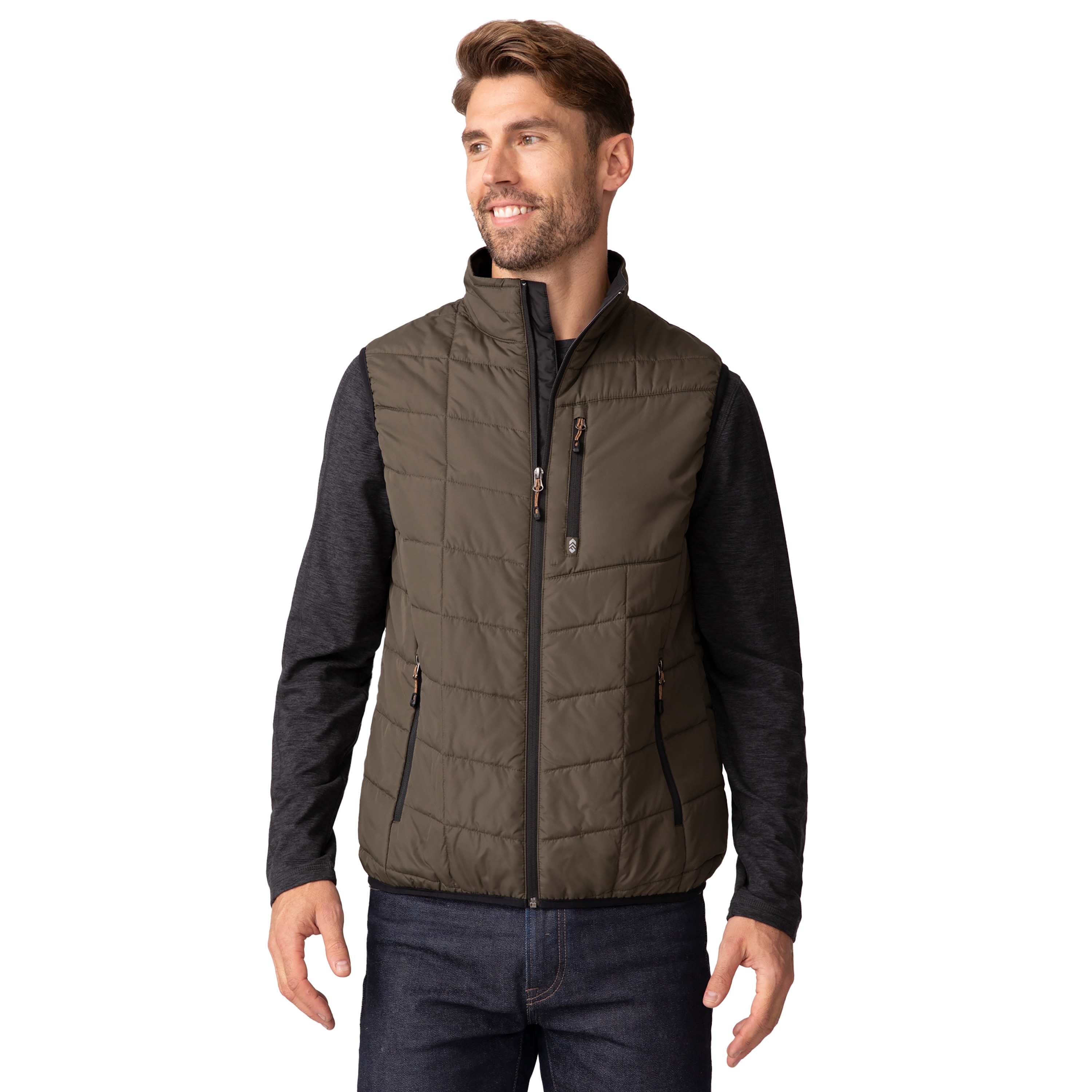 Free Country 197-MOF4602OLIVE XL Men's Green Polyester Puffer vest Extra Large