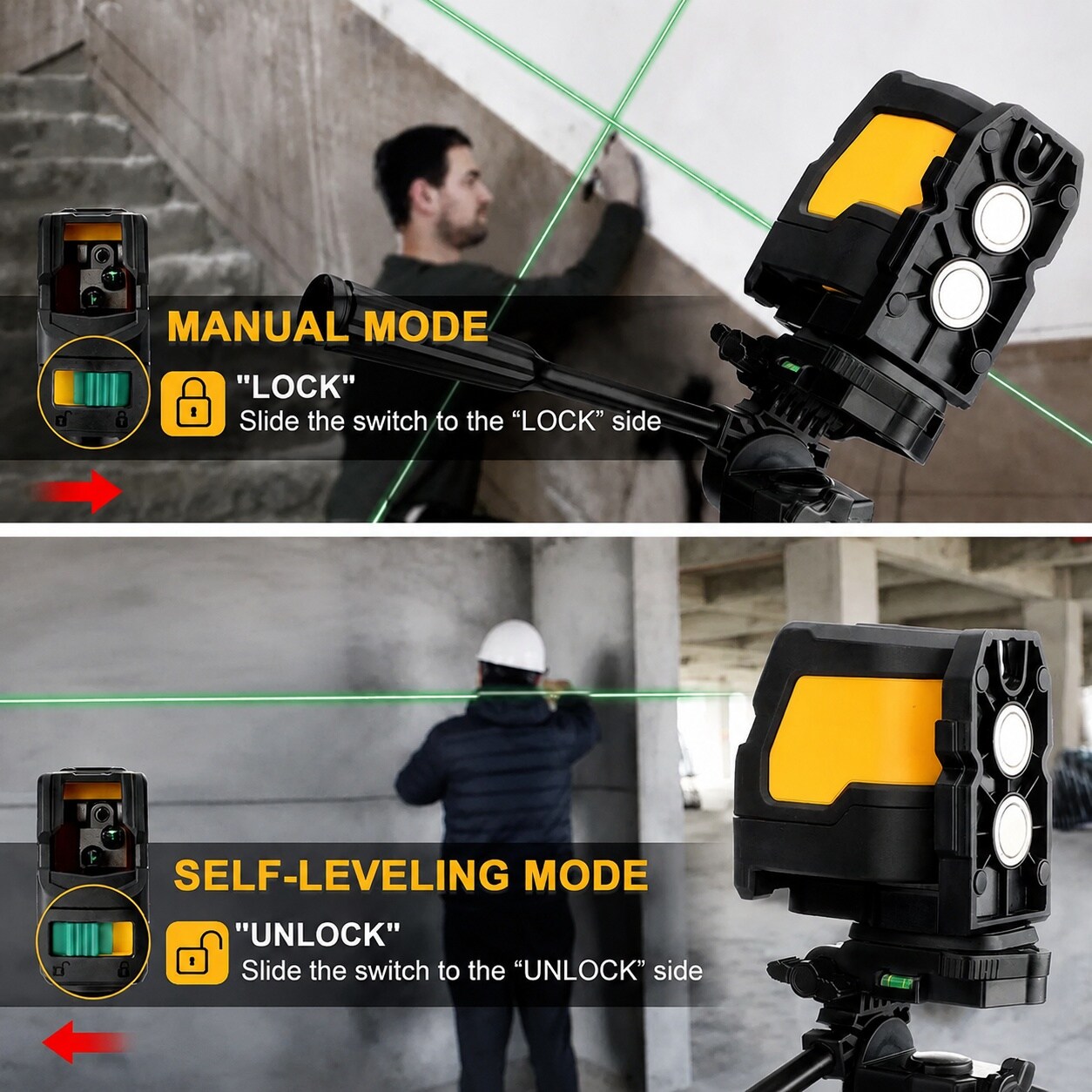 KHKFY Laser Level with Tripod IP54 Professional Wide Angle 150 Degree ...