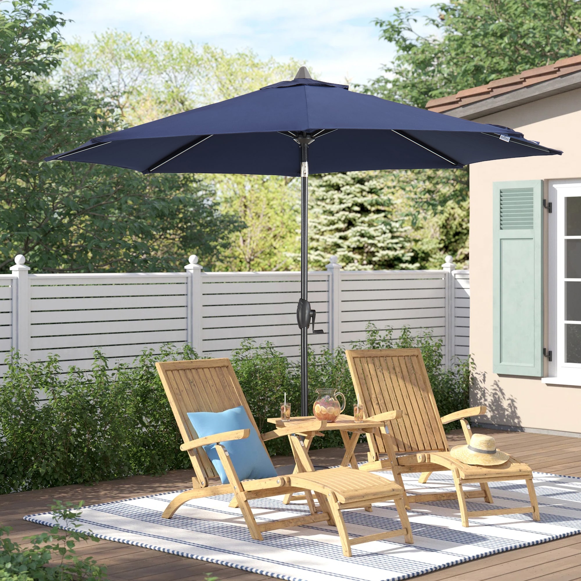 PEAK HOME FURNISHINGS 9-ft Push-button Tilt Market Patio Umbrella in ...