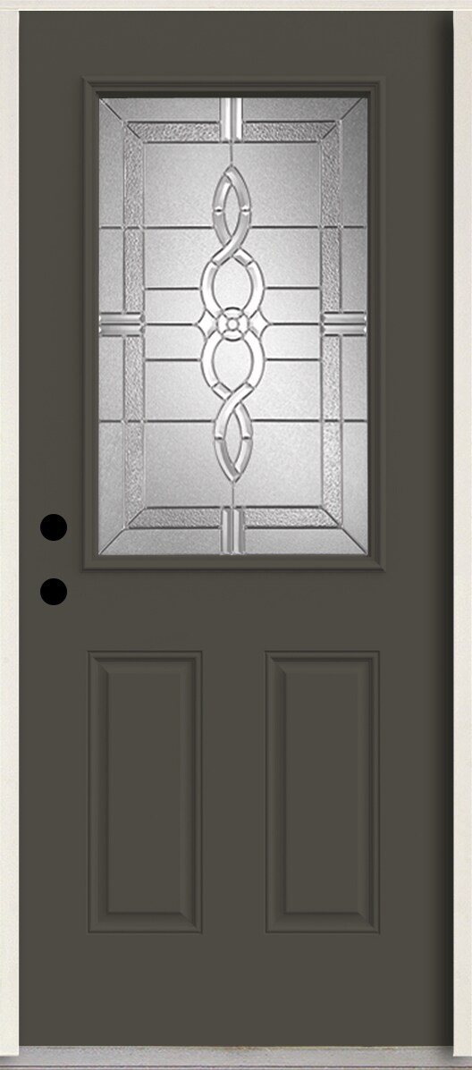 RELIABILT LO963573 Calista 36-in x 80-in x 4-5/8-in Fiberglass Half lite Right-hand inswing Thunder Gray Paint Painted Prehung Front Door Insulating core