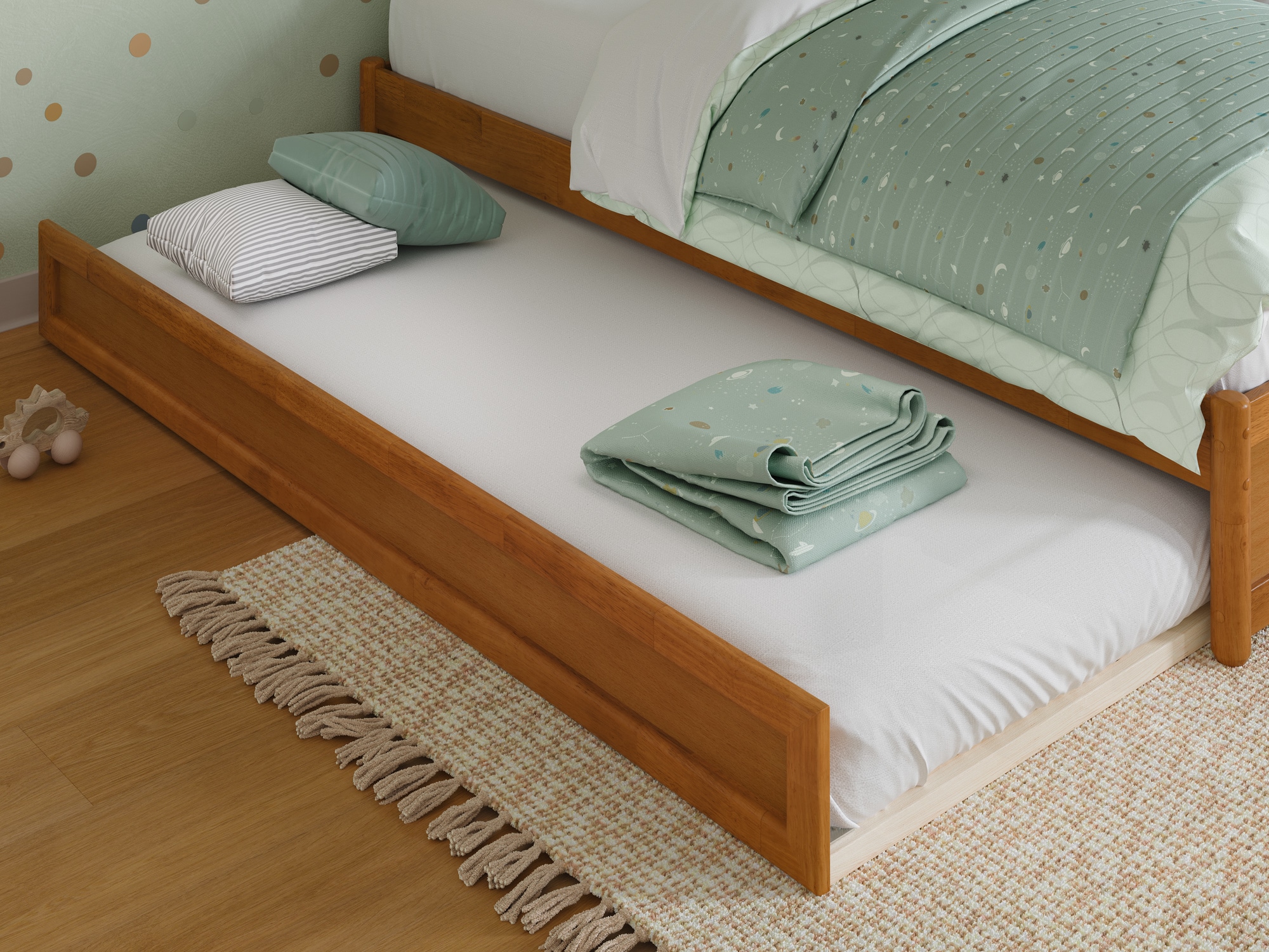 AFI AE7122T Mid Century Trundle Light Toffee Twin Wood Trundle Bed