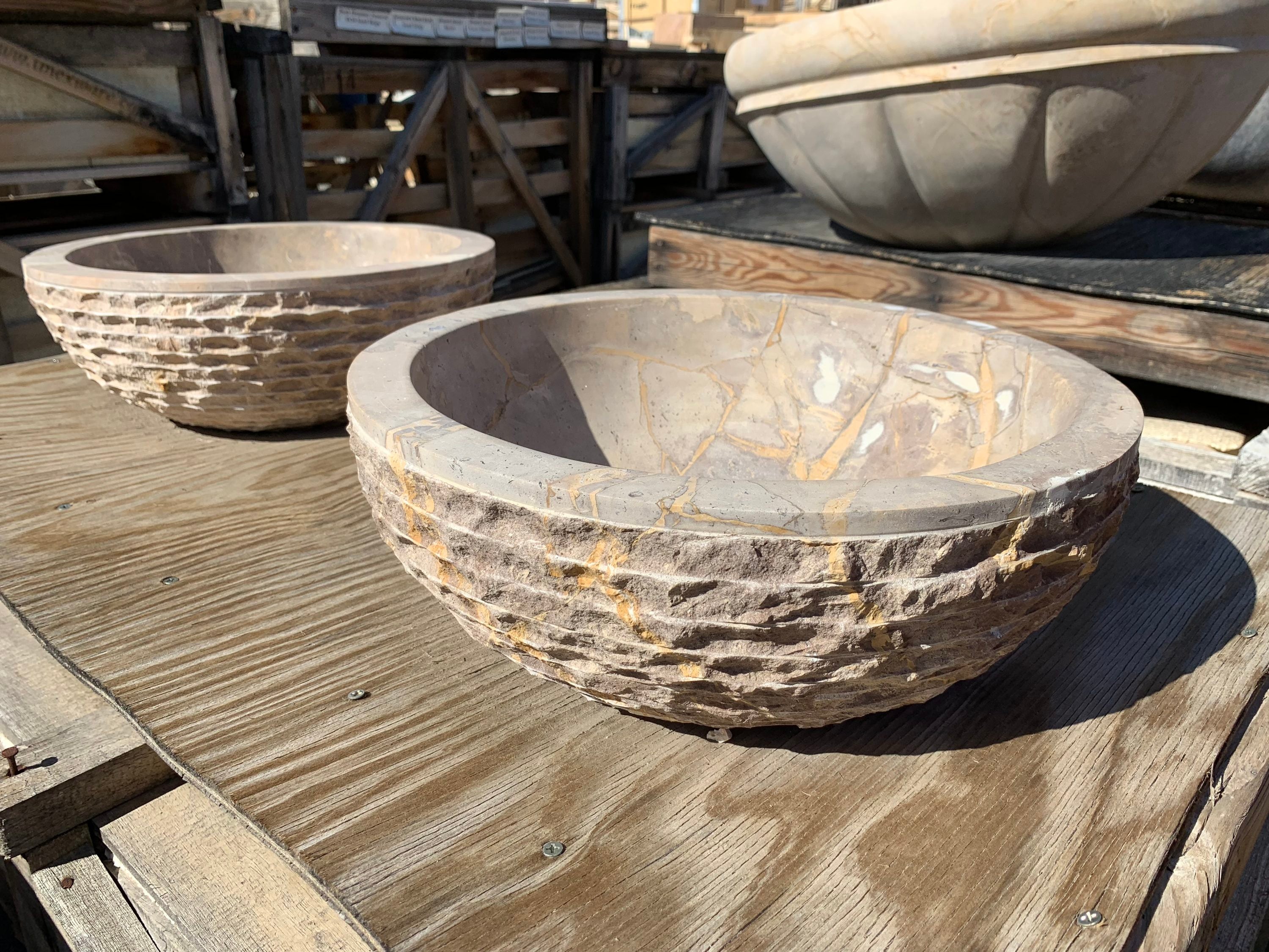 Natural Stone Veneer R50-20X8C-SNK-BR NaturalStone Chiseled Vessel Sink - Browny20inx8in 1 Square feet Browny Stone veneer