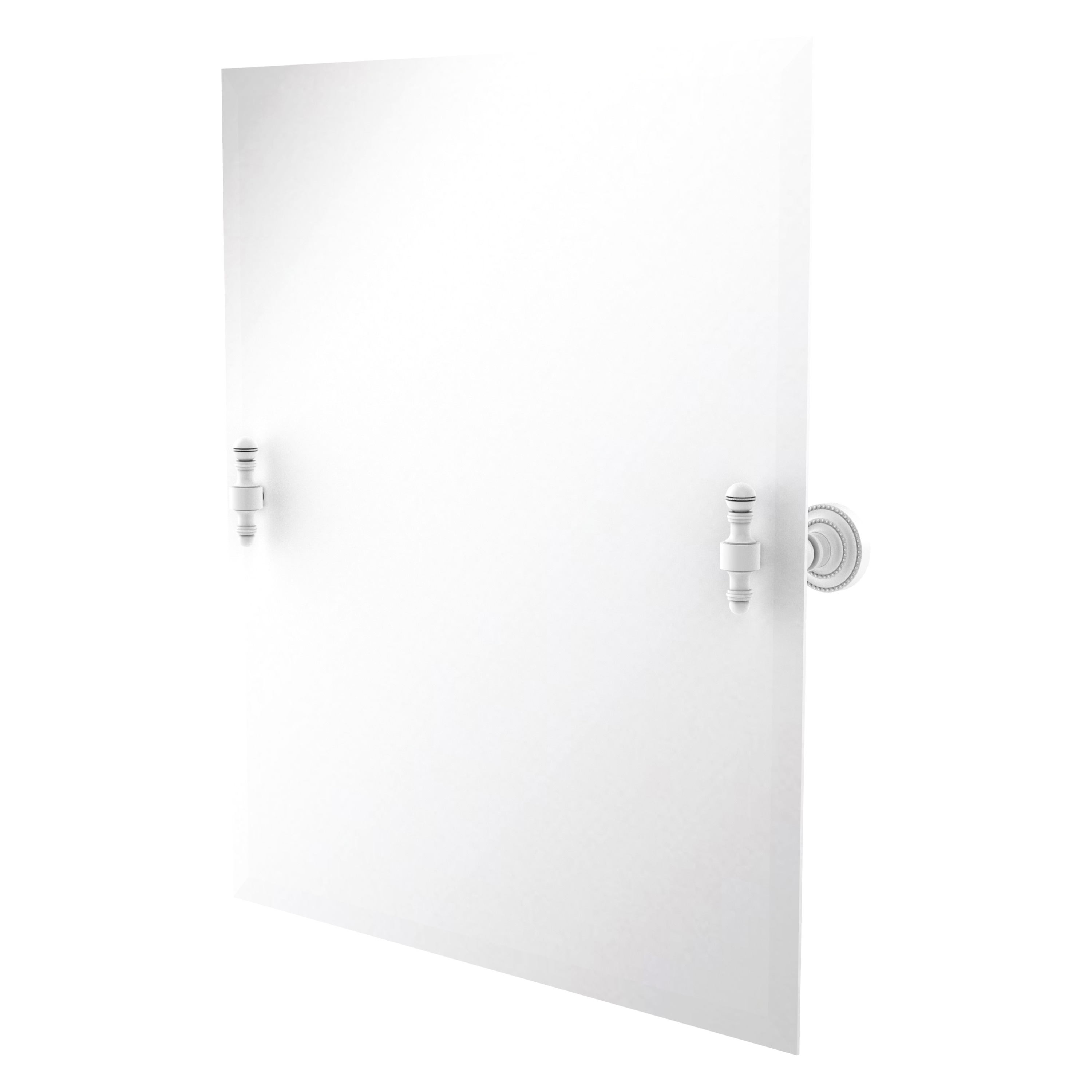 Allied Brass RD-92-WHM Retro Dot 21-Inches x 26-Inches Beveled Frameless Rectangle Tilting Bathroom Vanity Mirror ( Matte White )