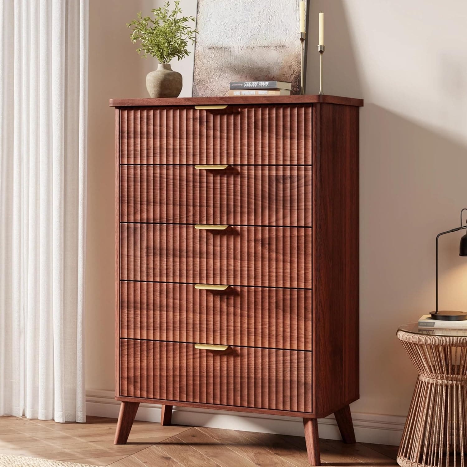 brown dresser gold handles Six drawer Sherrill Furniture Wooden dresser with great key, fretwork, and gold knobs! Poppy's of Macon