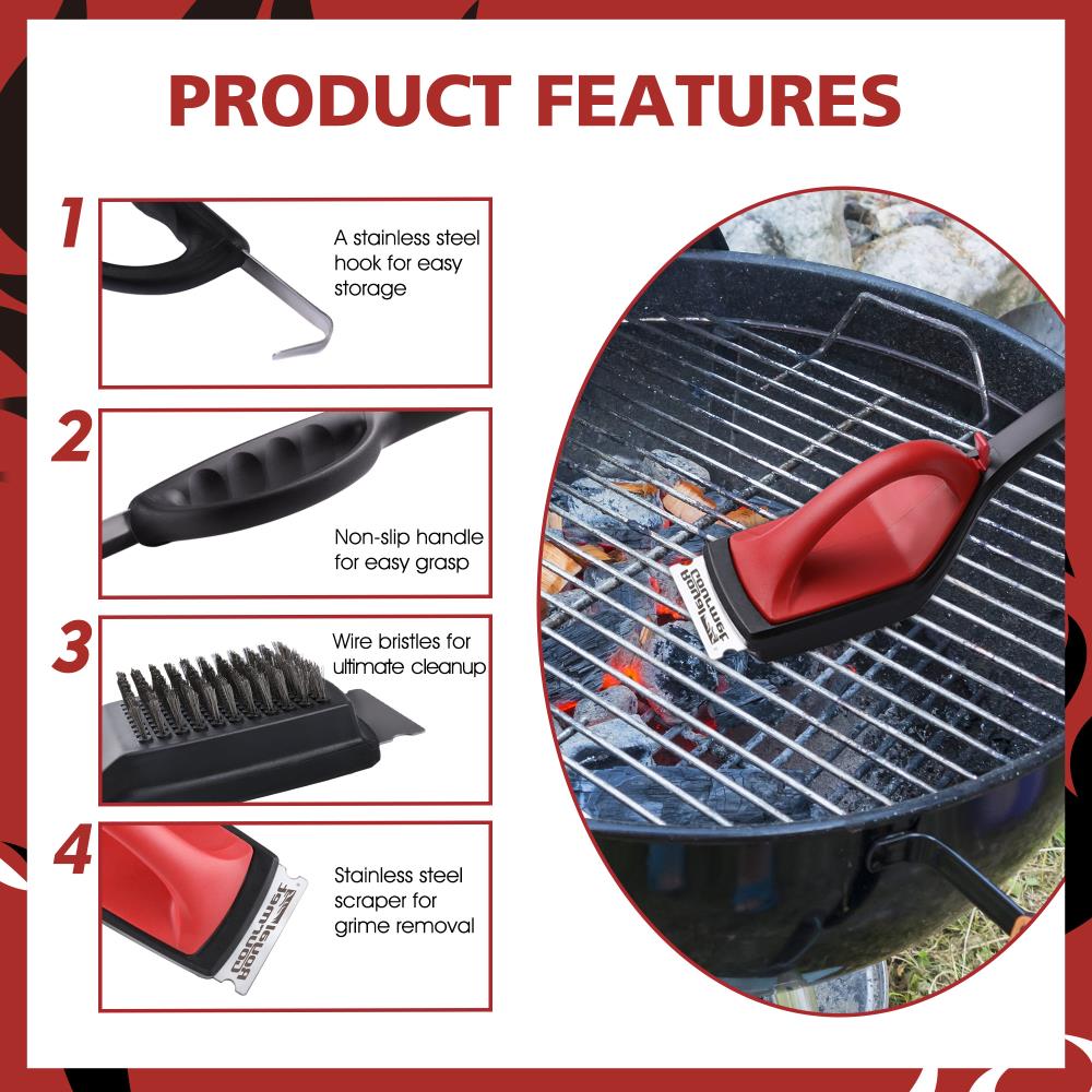 Barbecue Grill Stainless Steel BBQ Brush Wire Bristles Non-stick