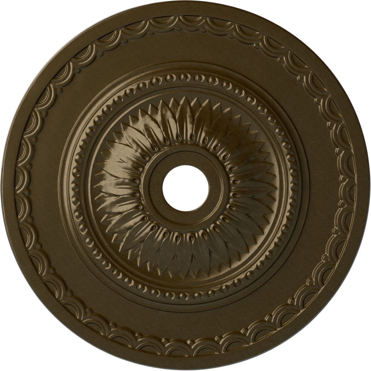 Ekena Millwork CM29SFBRS Sunflower 29.5-in W x 29.5-in L Painted Brass Polyurethane Whole Ceiling Medallion