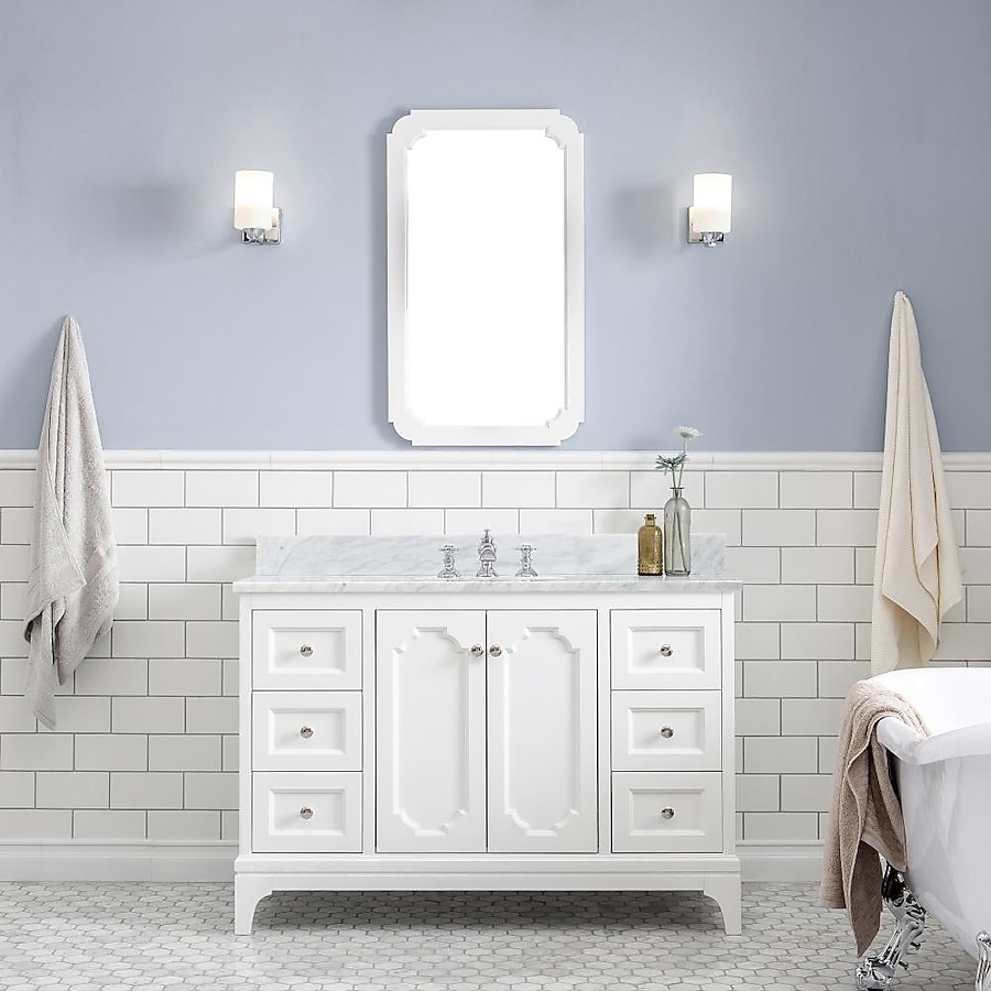 Water Creation Queen 48 in Pure White Undermount Single Sink Bathroom Water Creation Queen 48 in Pure White Undermount Single Sink Bathroom