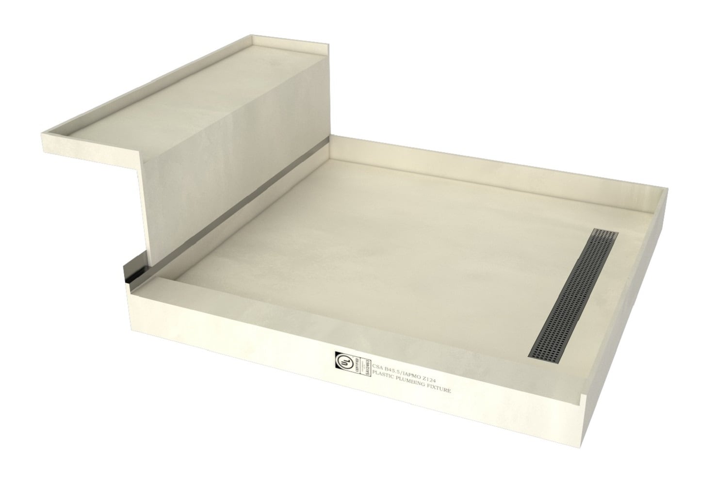 Tile Redi RT4848RBNRB48KIT 48-in W x 60-in L Right Brushed Nickel Single Threshold Rectangle Shower Pan Base Kit with 4.5-in H Threshold Integrated Seat