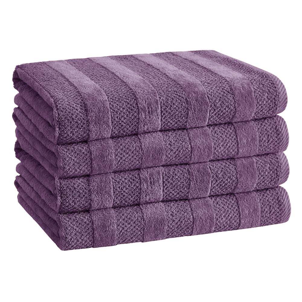 Cannon 4-Piece Steeple Gray Cotton Quick Dry Bath Towel Set (Shear