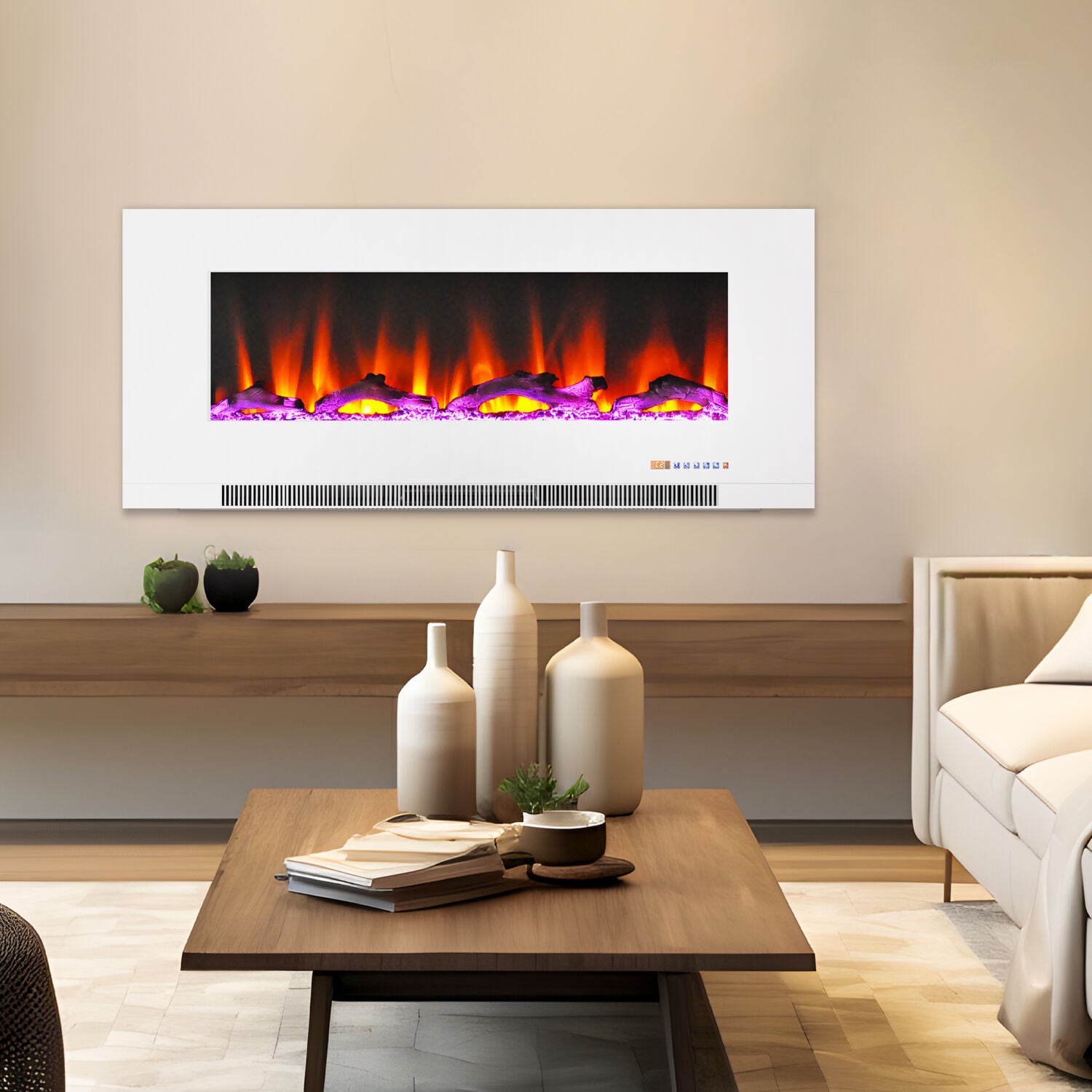 Cambridge 50-in W White Fan-forced Electric Fireplace CAM50WMEF-2WHT Sansujyuku sansujyuku.com