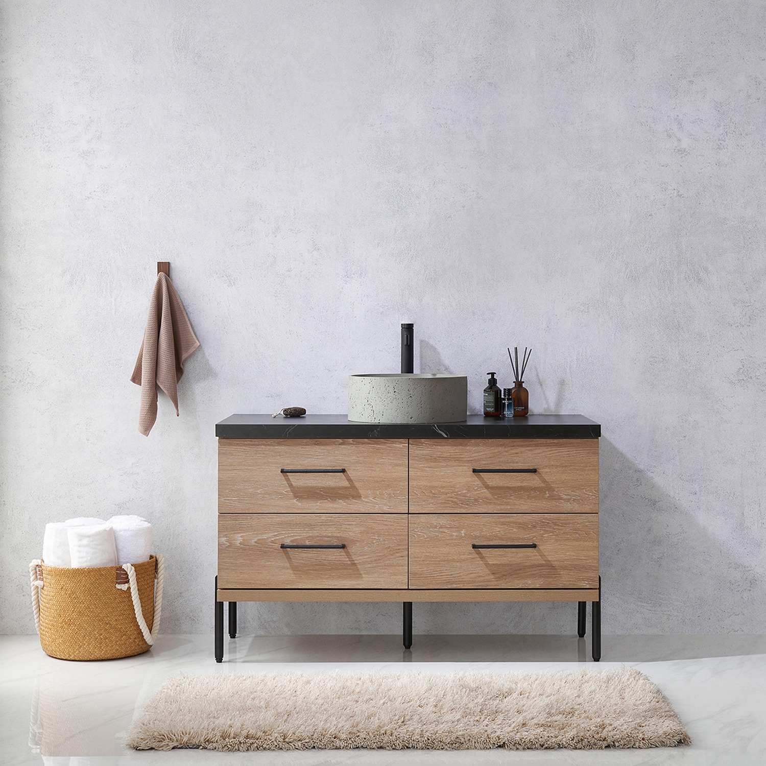 Vinnova Trento 48-in North American Oak Single Sink Bathroom Vanity ...