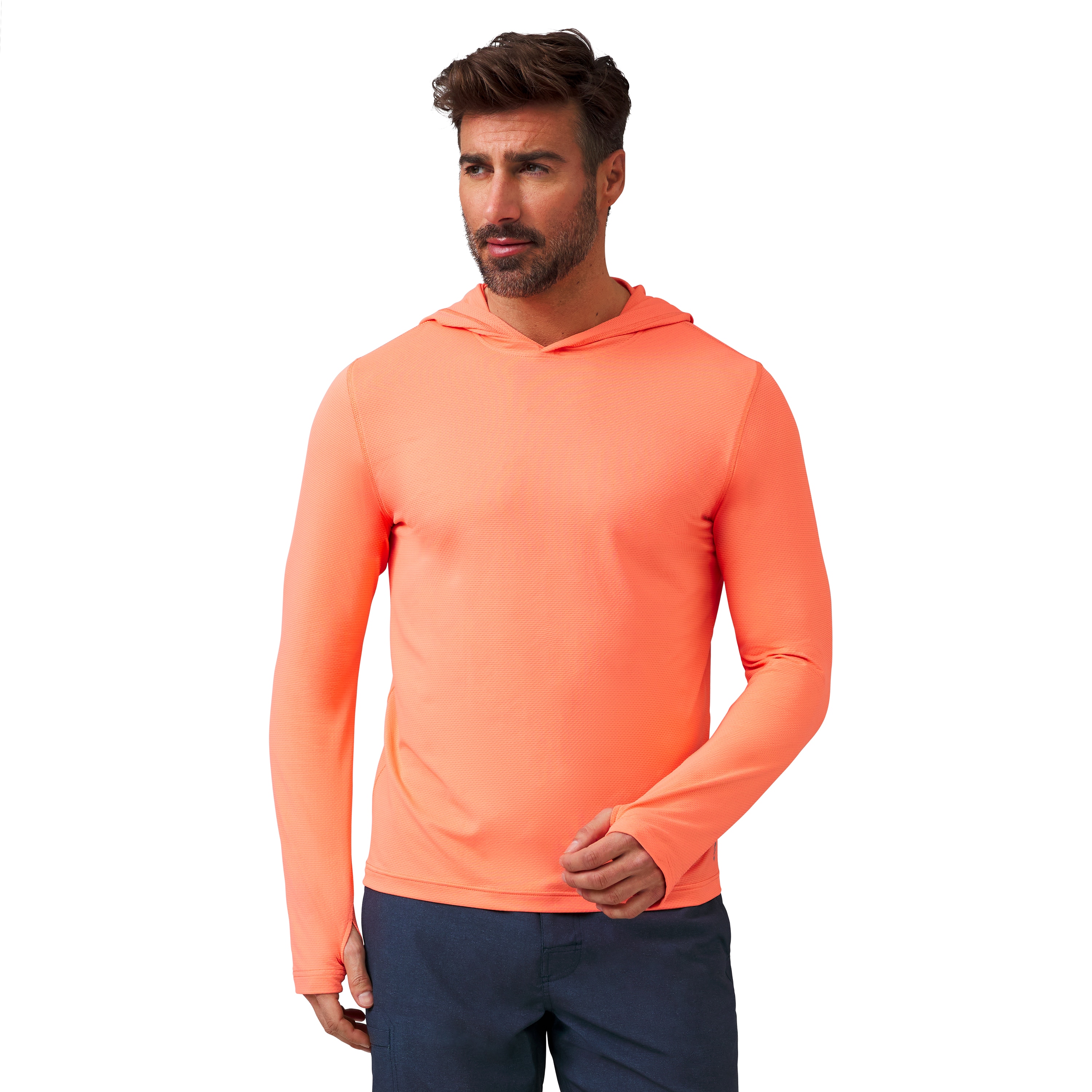 Free Country SZMAS4501 PAPAYA M Adult unisex Orange Knit Long sleeve Hoodie ( Medium )