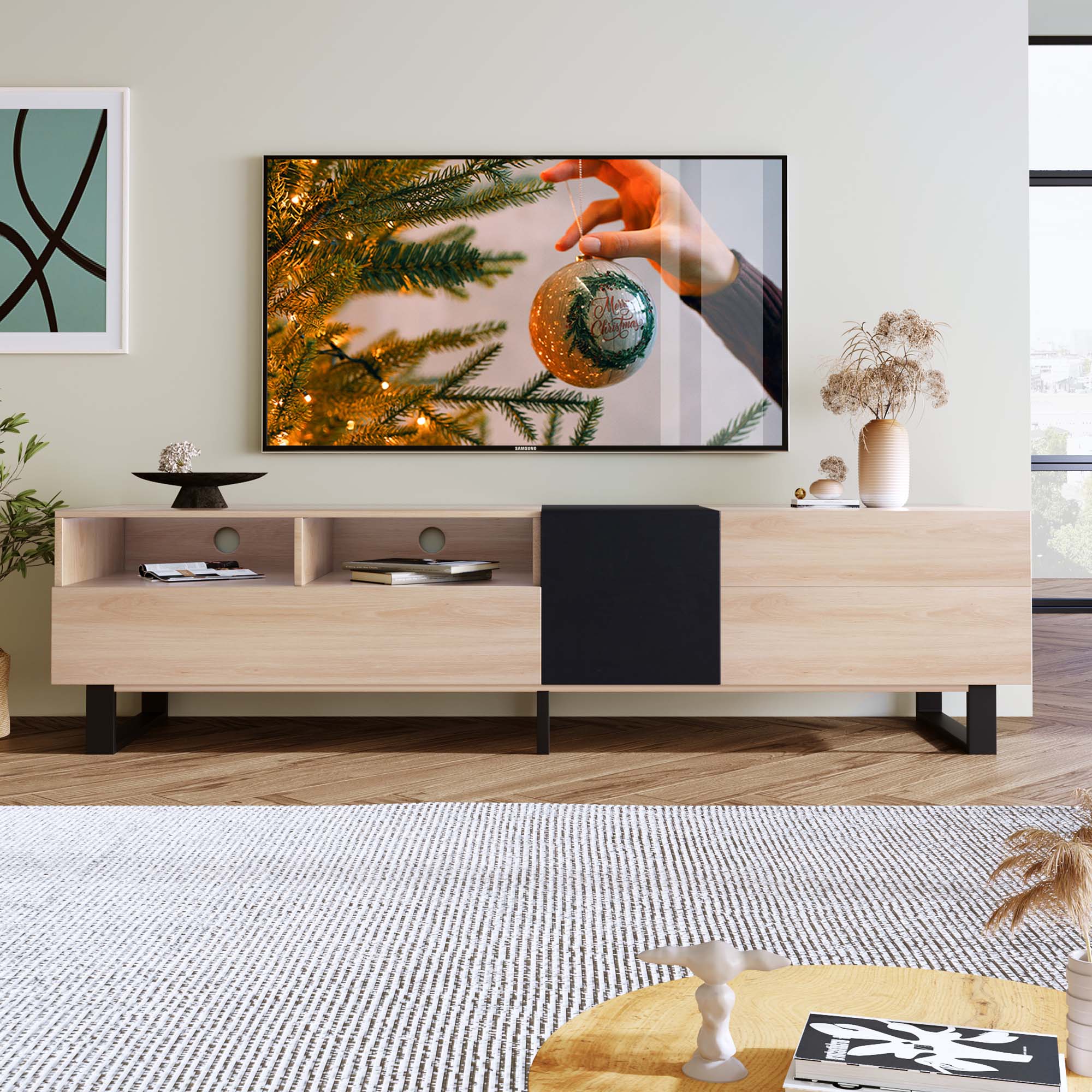 Sunrinx MG67-32-DSG Modern/Contemporary Wood Colored TV stand ( Accommodates TVs up to 80-in )