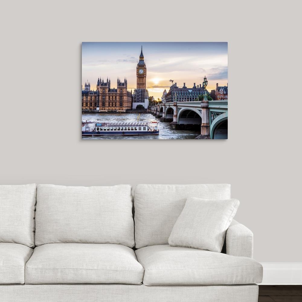 GreatBigCanvas Riverboat on River Thames, Westm 24-in H x 36-in W ...