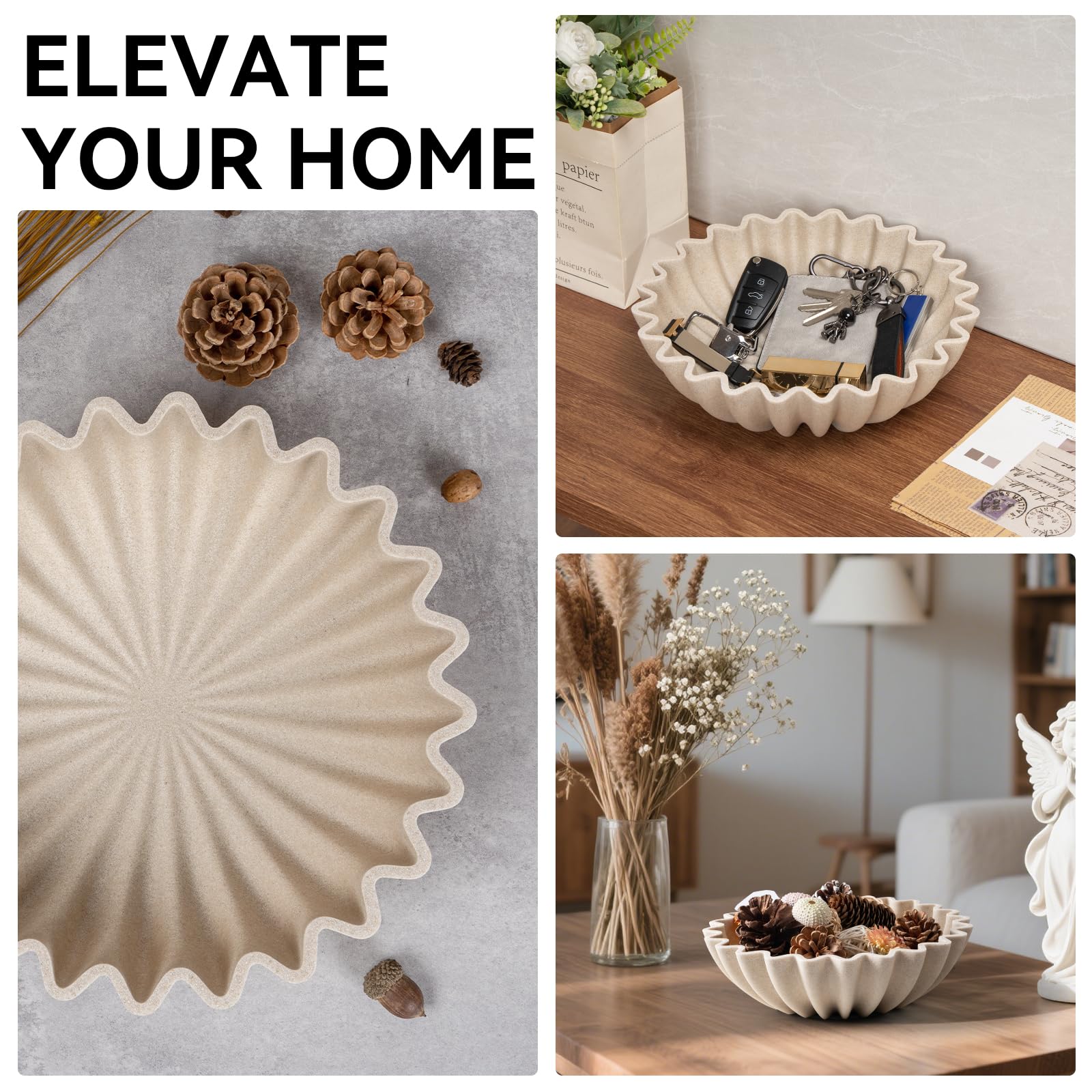 Aoibox Large 10 in Decorative Artificial Stone Fruit Bowl with ...
