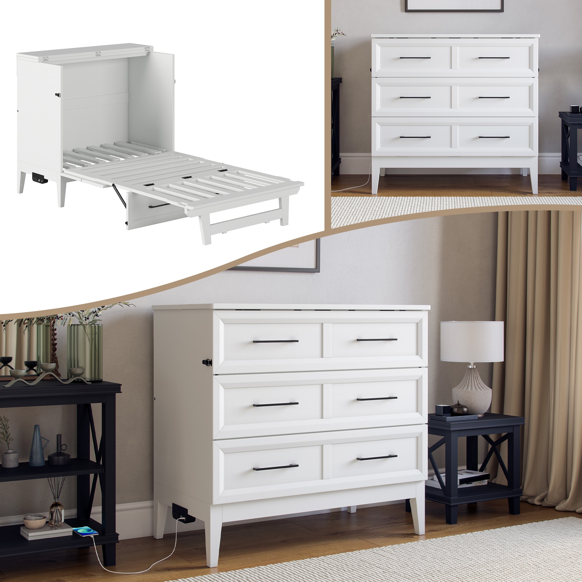 AFI AC772102 Sienna No Mattress White Twin Wood Murphy Bed