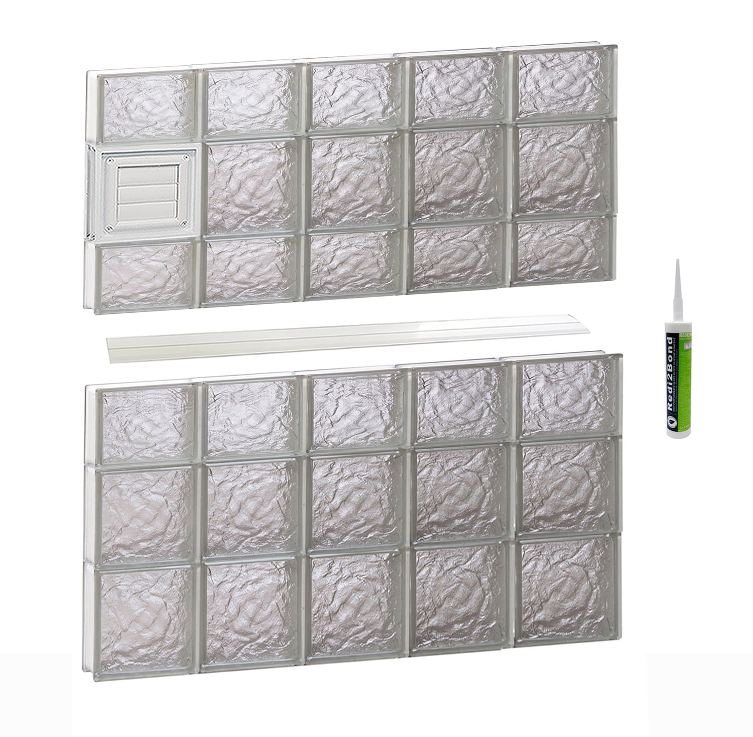 REDI2SET D4042IS Ice Glass 38-3/4-in x 40-1/2-in Frameless Replacement Dryer vent Glass Block Window