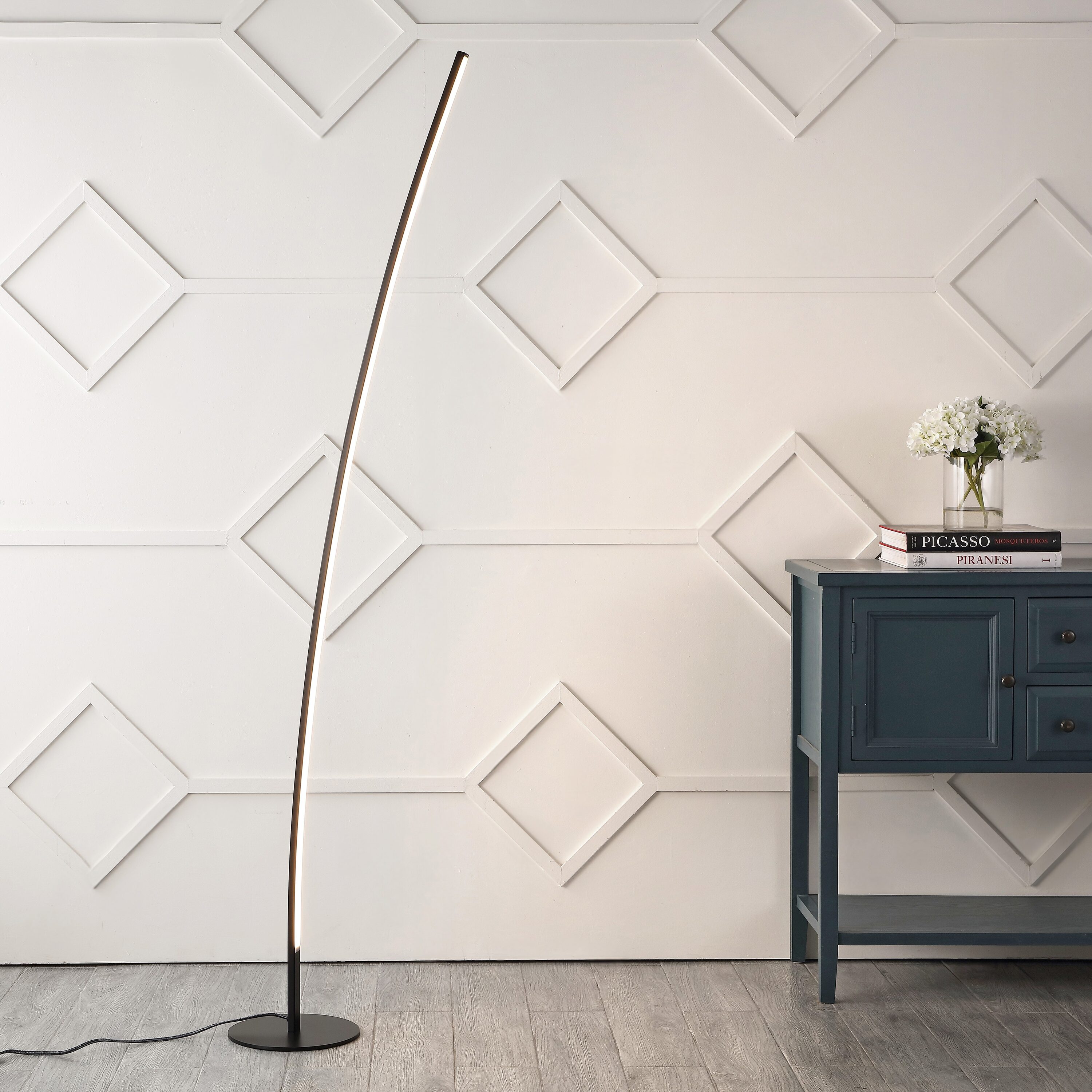 Malthe 71" Black Aluminum/Iron Arc LED Floor Lamp