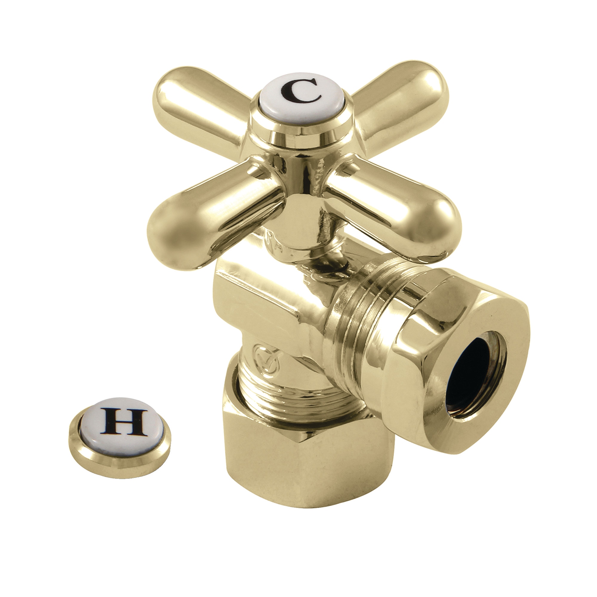Elements of Design ECC54302X 5/8-in OD Compression x 1/2-in Od Compression Brass Quarter Turn Stop Angle Valve