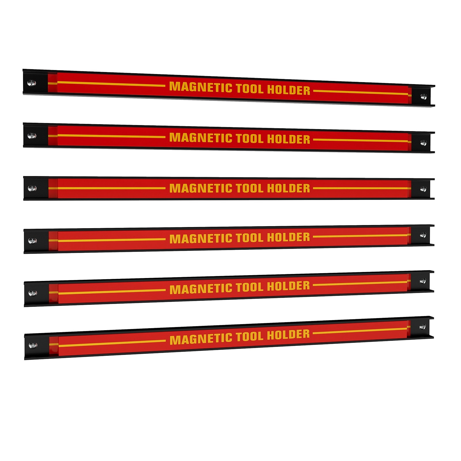 Slickblue Wall Mounted Magnetic Tool Rack Set (18 Inch) Red Carbon Steel Tool Storage Bars with Strong Magnet Hold and Easy Installation for Garage Kitchen or Workbench #D-CO-ER17253LT