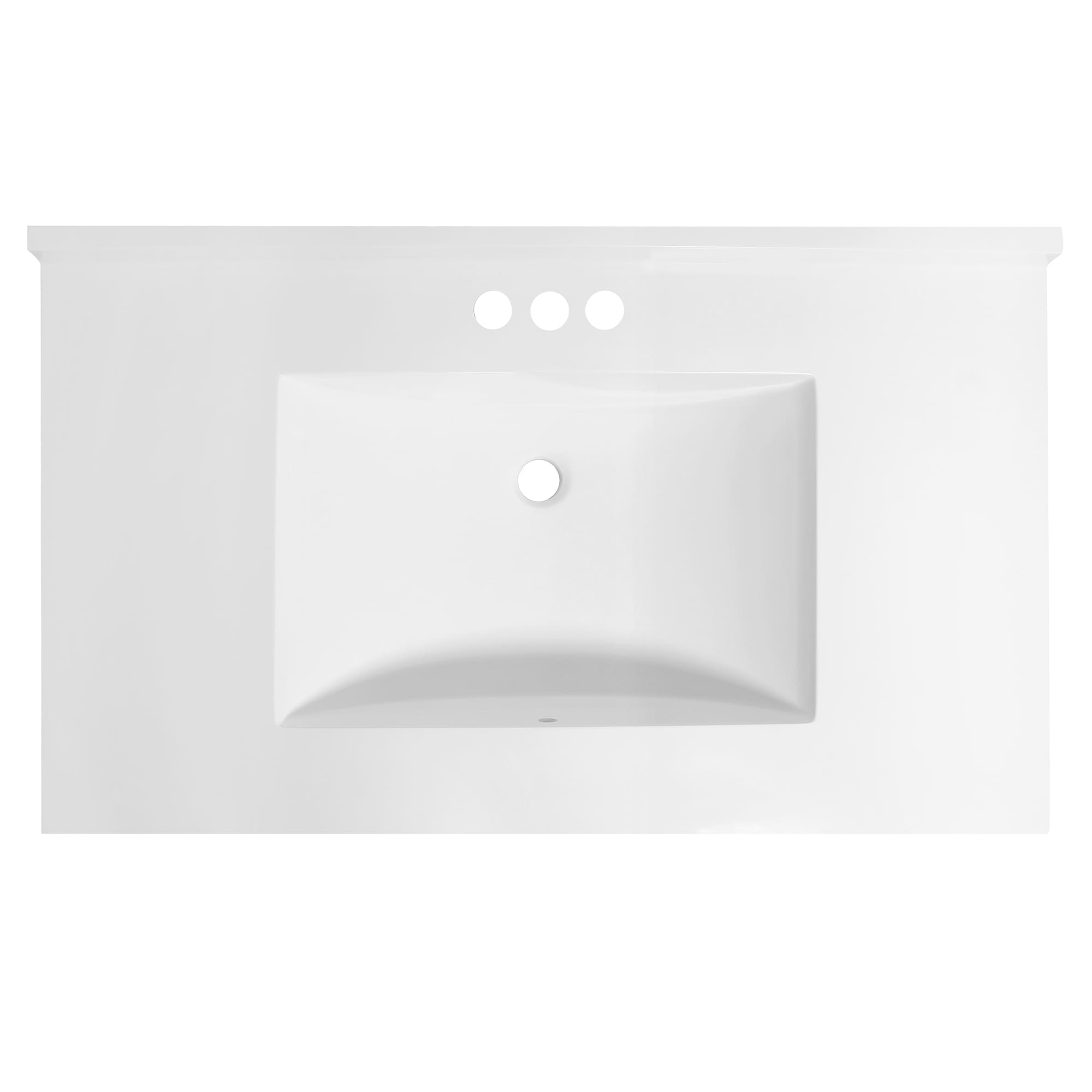 37-Inch White Cultured Marble Vanity Top with Backsplash