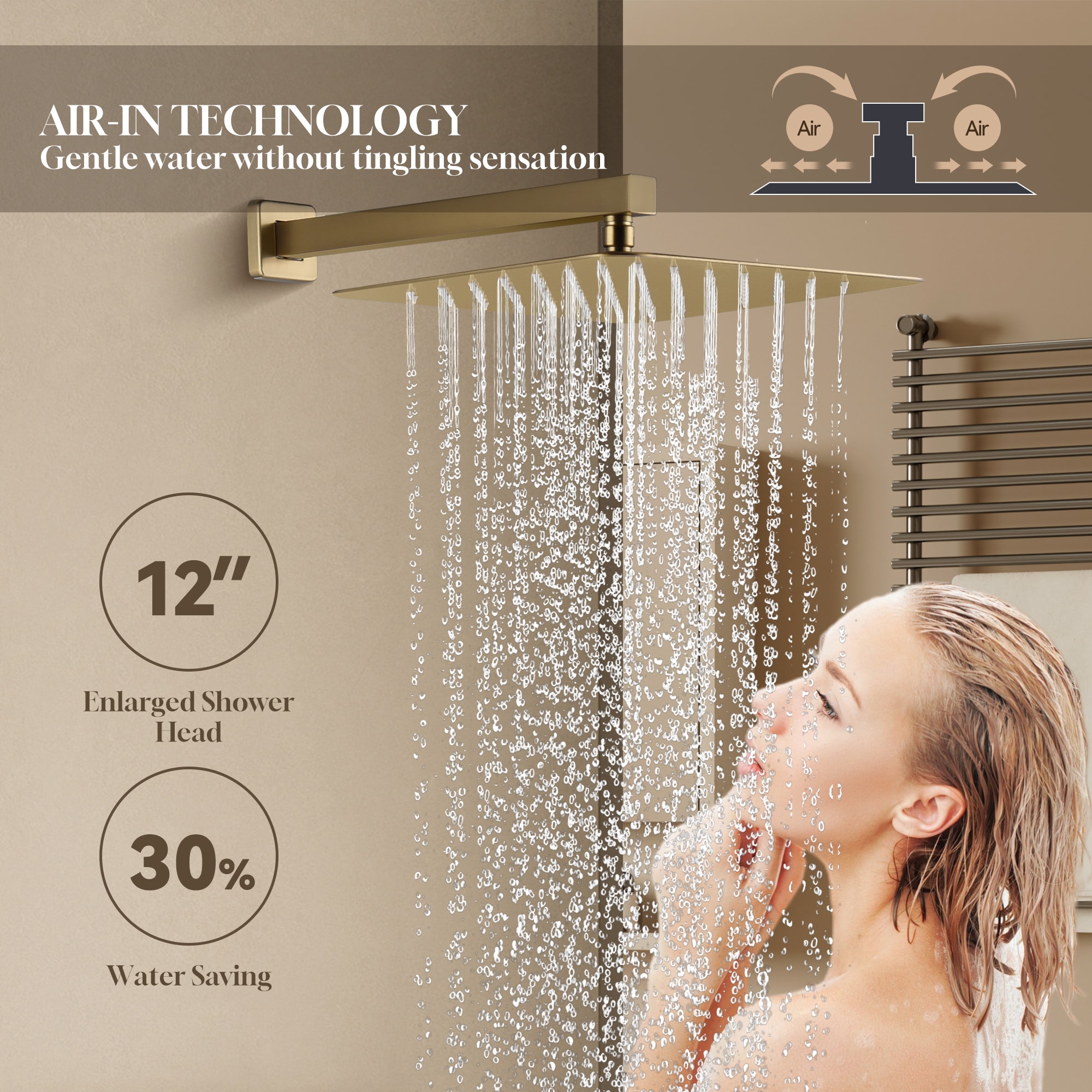 CASAINC CS6077-BG Showerhead-Bar-Panels - View #3
